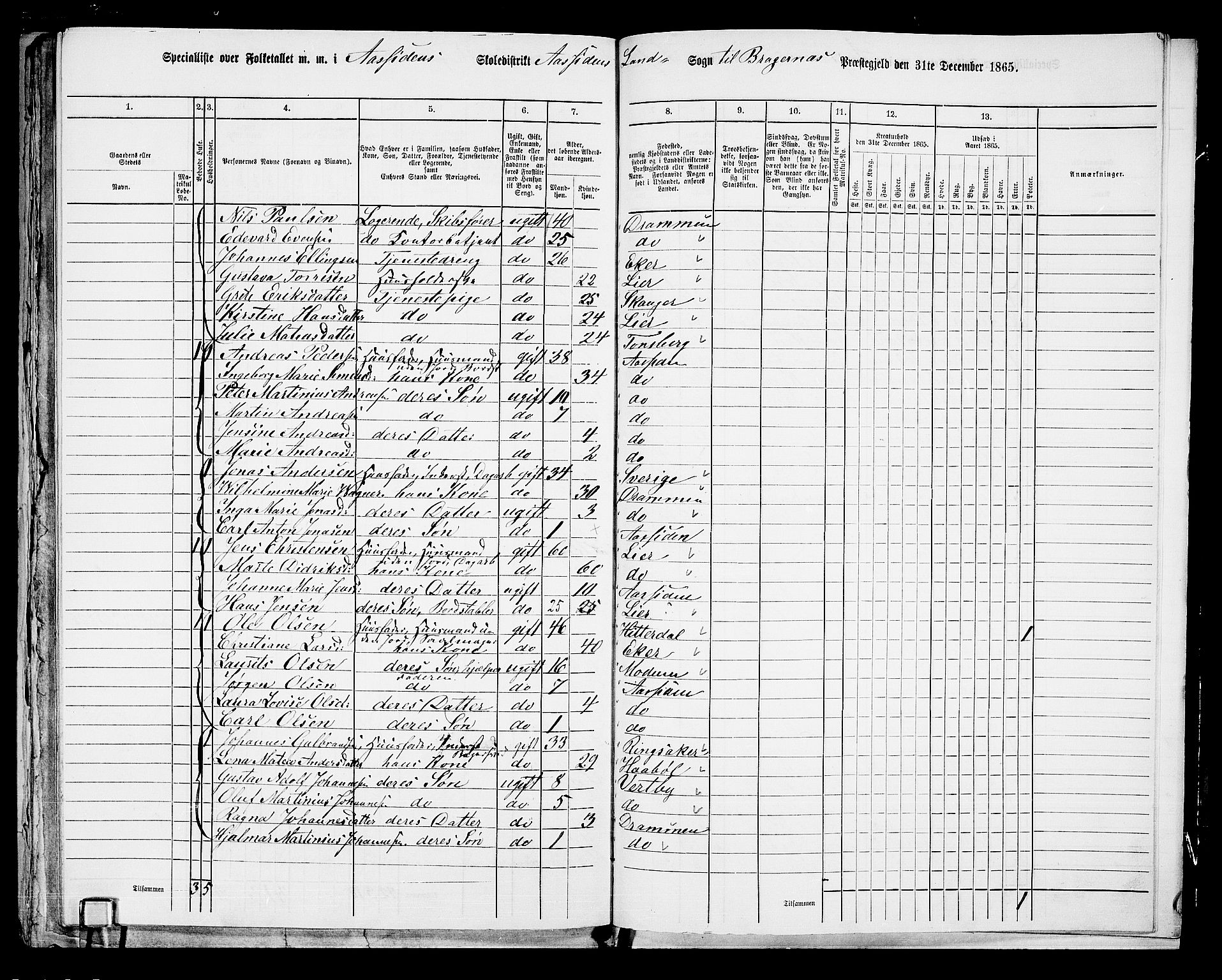 RA, 1865 census for Bragernes/Åssiden, 1865, p. 32