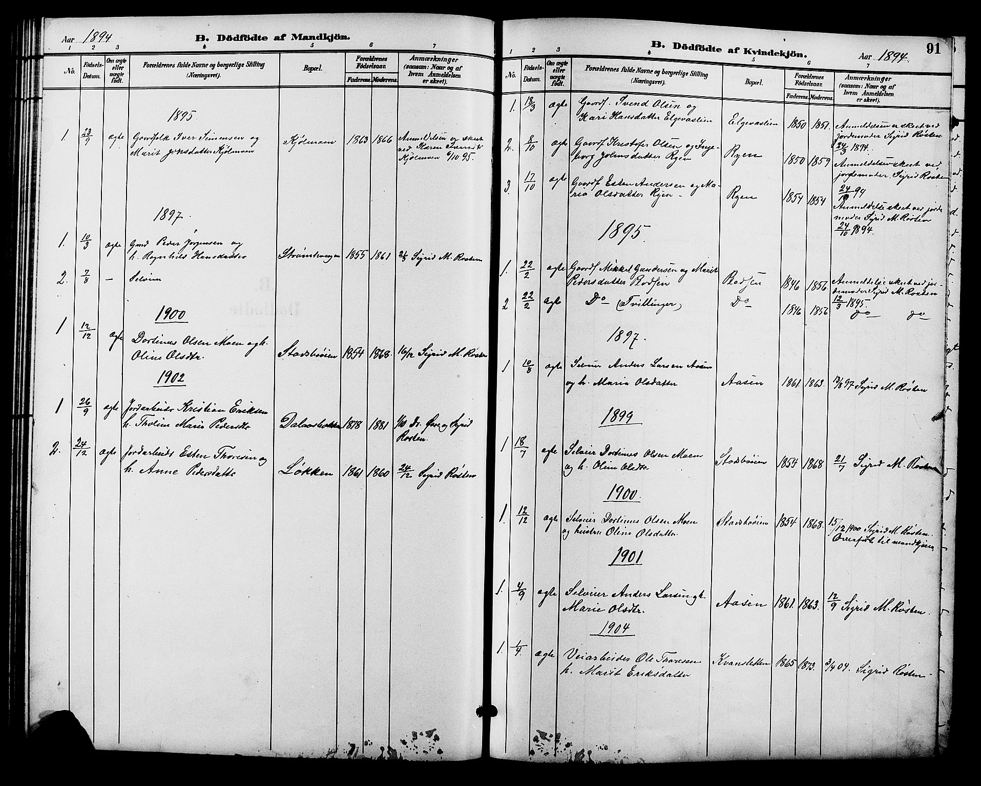 Alvdal prestekontor, AV/SAH-PREST-060/H/Ha/Hab/L0004: Parish register (copy) no. 4, 1894-1910, p. 91