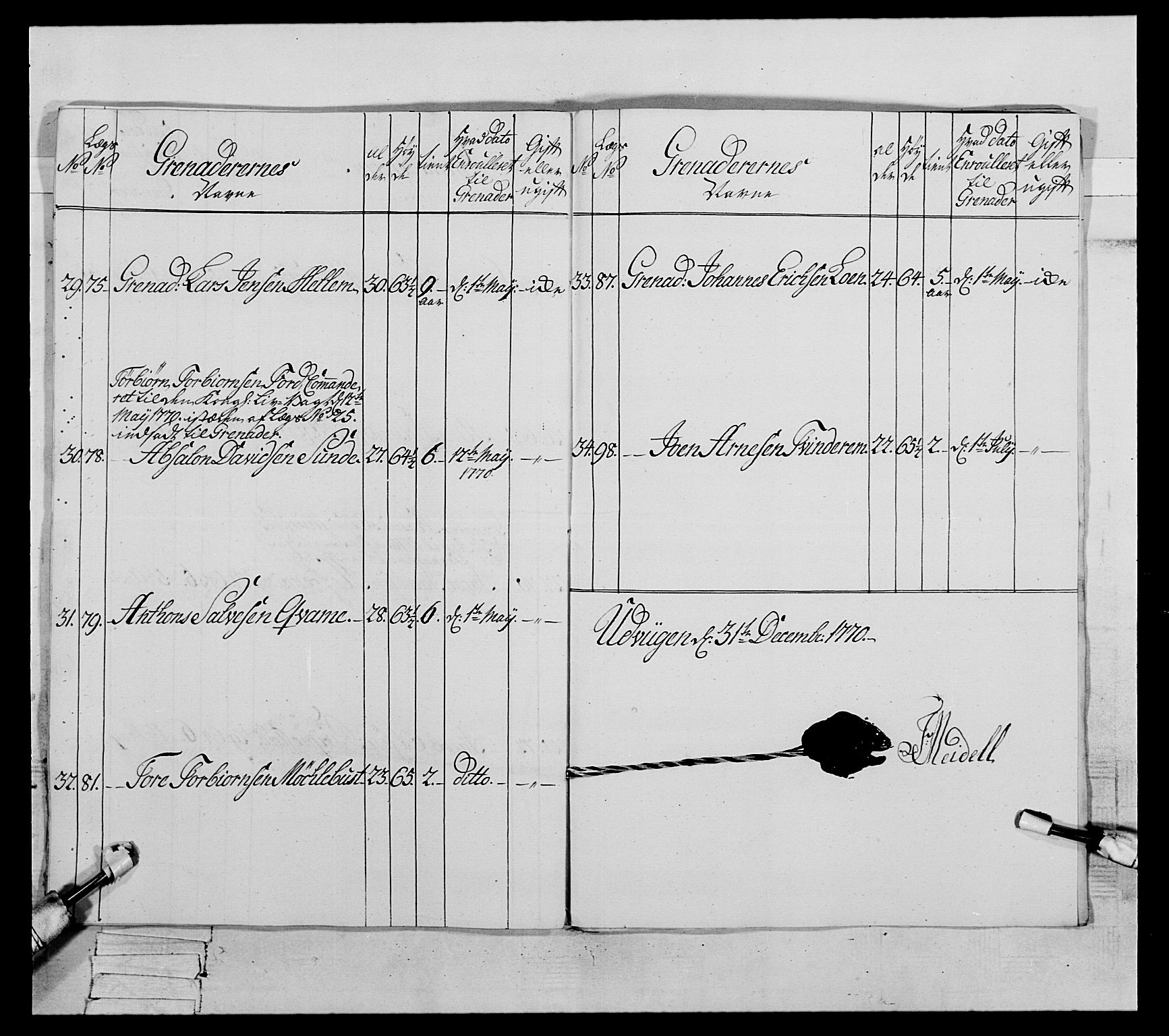 Generalitets- og kommissariatskollegiet, Det kongelige norske kommissariatskollegium, RA/EA-5420/E/Eh/L0089: 1. Bergenhusiske nasjonale infanteriregiment, 1769-1773, p. 169