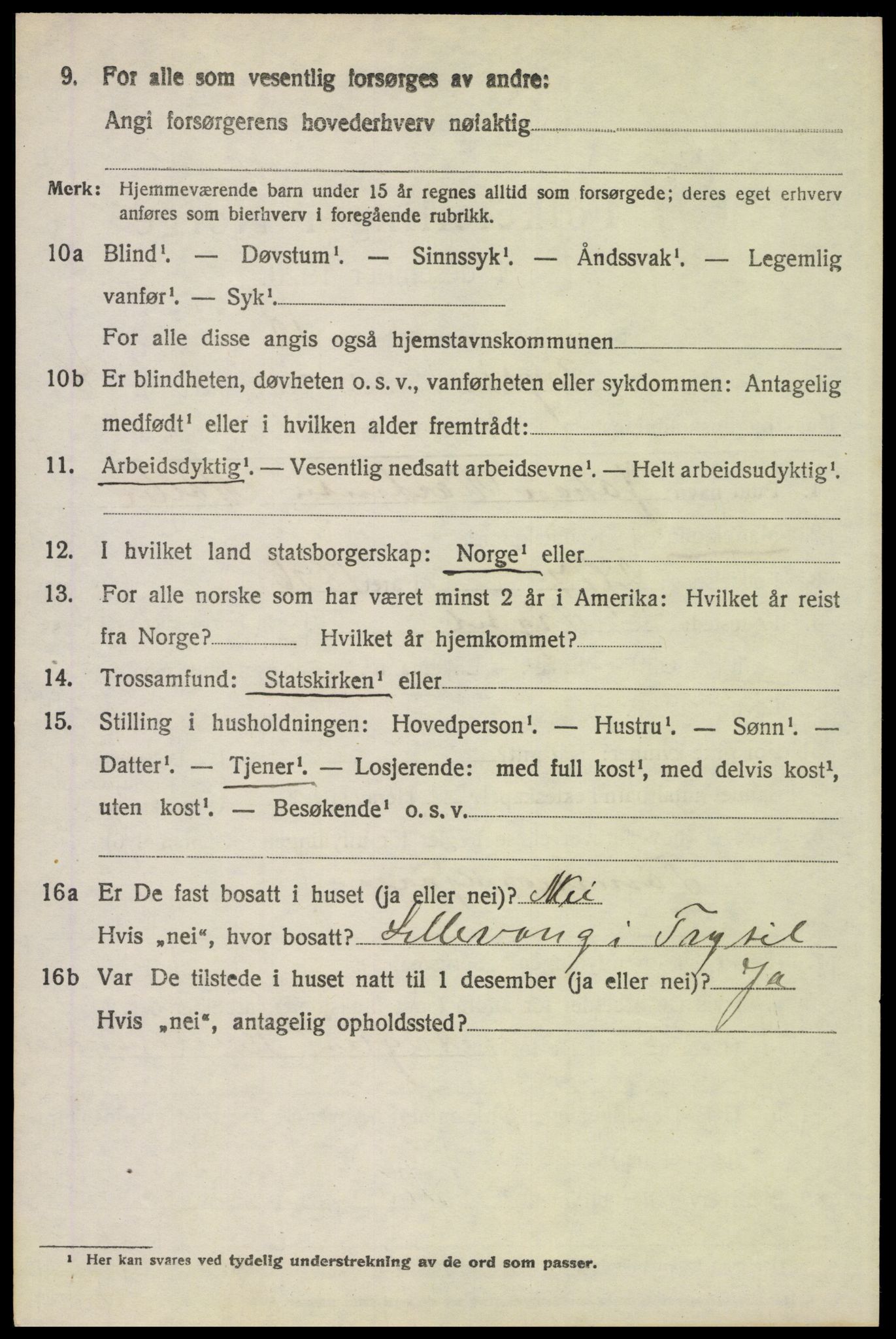 SAH, 1920 census for Trysil, 1920, p. 6290