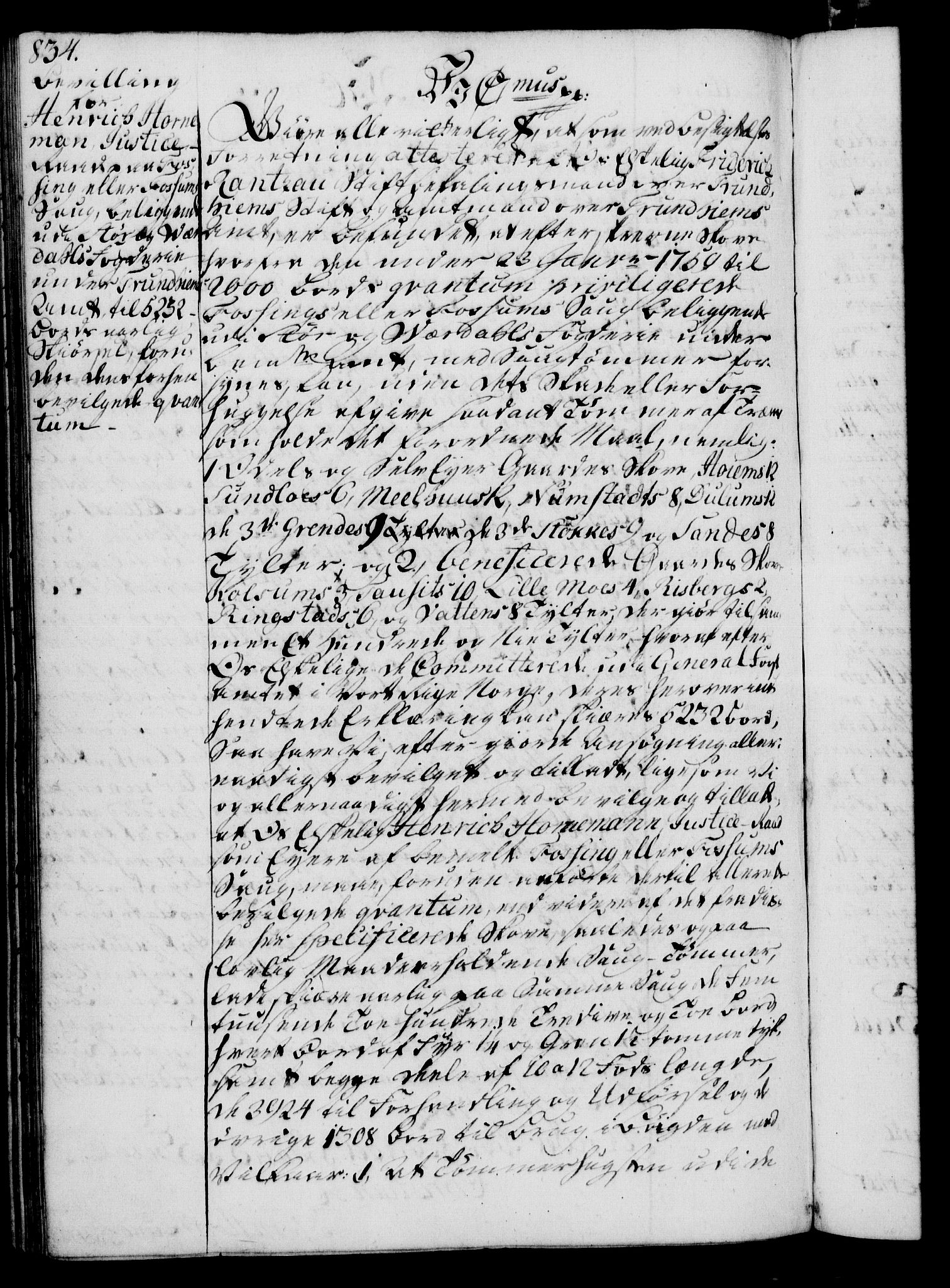 Rentekammeret, Kammerkanselliet, AV/RA-EA-3111/G/Gg/Gga/L0007: Norsk ekspedisjonsprotokoll med register (merket RK 53.7), 1759-1768, p. 834