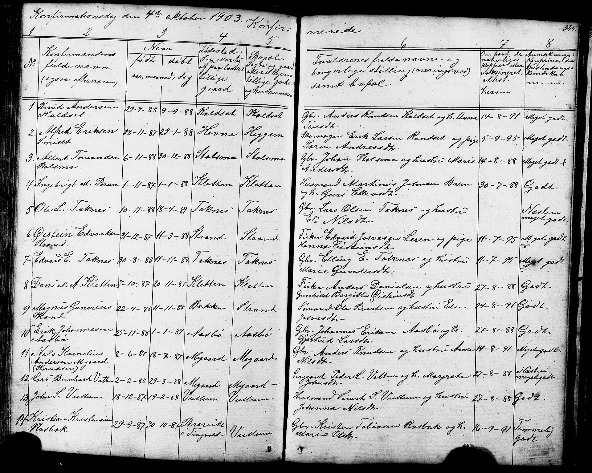 Ministerialprotokoller, klokkerbøker og fødselsregistre - Møre og Romsdal, AV/SAT-A-1454/576/L0890: Parish register (copy) no. 576C01, 1837-1908, p. 345