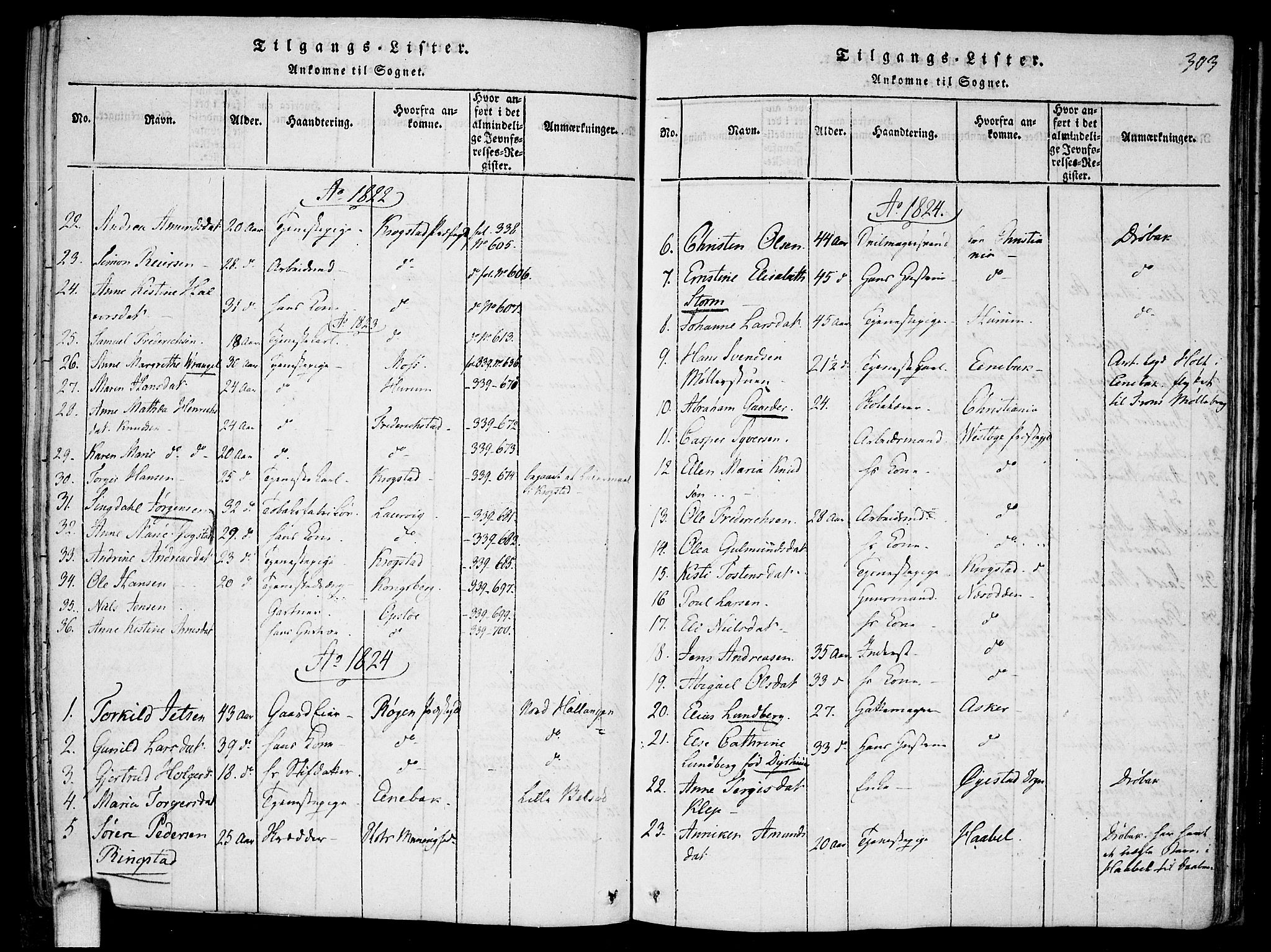 Drøbak prestekontor Kirkebøker, AV/SAO-A-10142a/F/Fa/L0001: Parish register (official) no. I 1, 1816-1842, p. 303