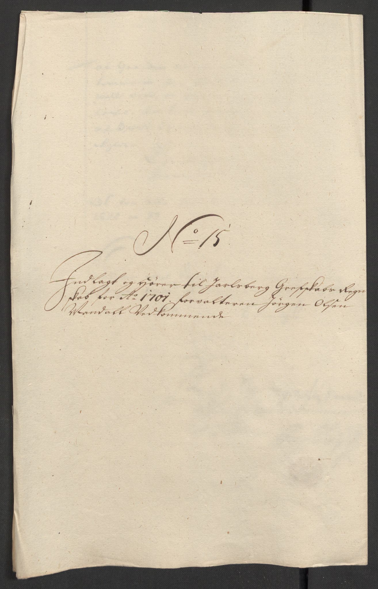 Rentekammeret inntil 1814, Reviderte regnskaper, Fogderegnskap, AV/RA-EA-4092/R32/L1869: Fogderegnskap Jarlsberg grevskap, 1700-1701, p. 341