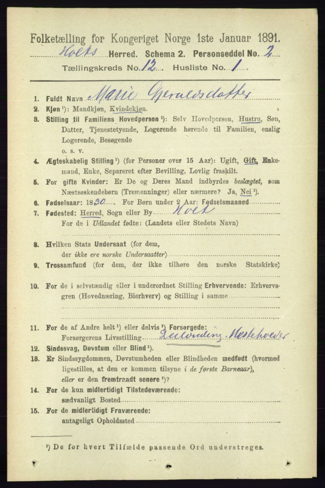 RA, 1891 census for 0914 Holt, 1891, p. 5062