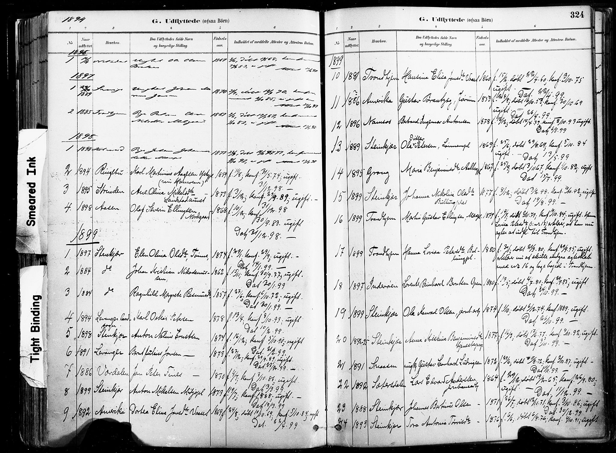 Ministerialprotokoller, klokkerbøker og fødselsregistre - Nord-Trøndelag, SAT/A-1458/735/L0351: Parish register (official) no. 735A10, 1884-1908, p. 324