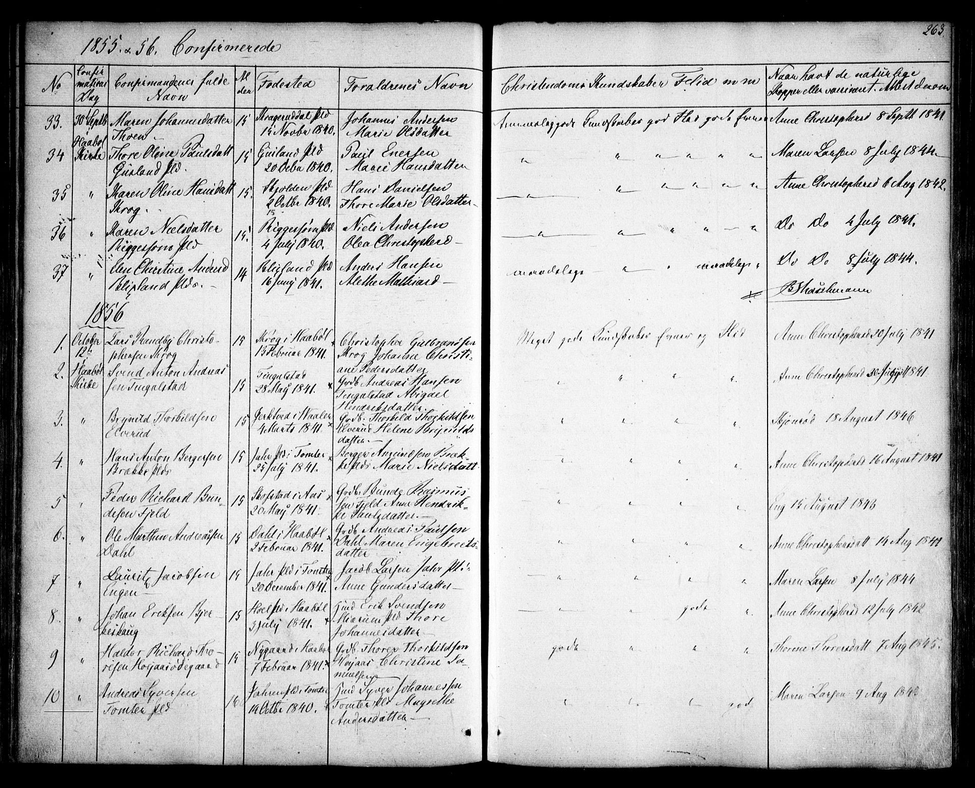 Hobøl prestekontor Kirkebøker, SAO/A-2002/F/Fa/L0003: Parish register (official) no. I 3, 1842-1864, p. 263