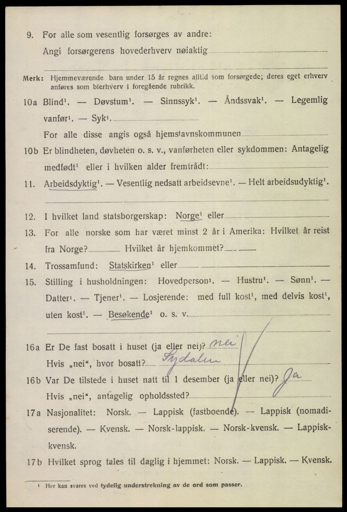 SAT, 1920 census for Gimsøy, 1920, p. 2818