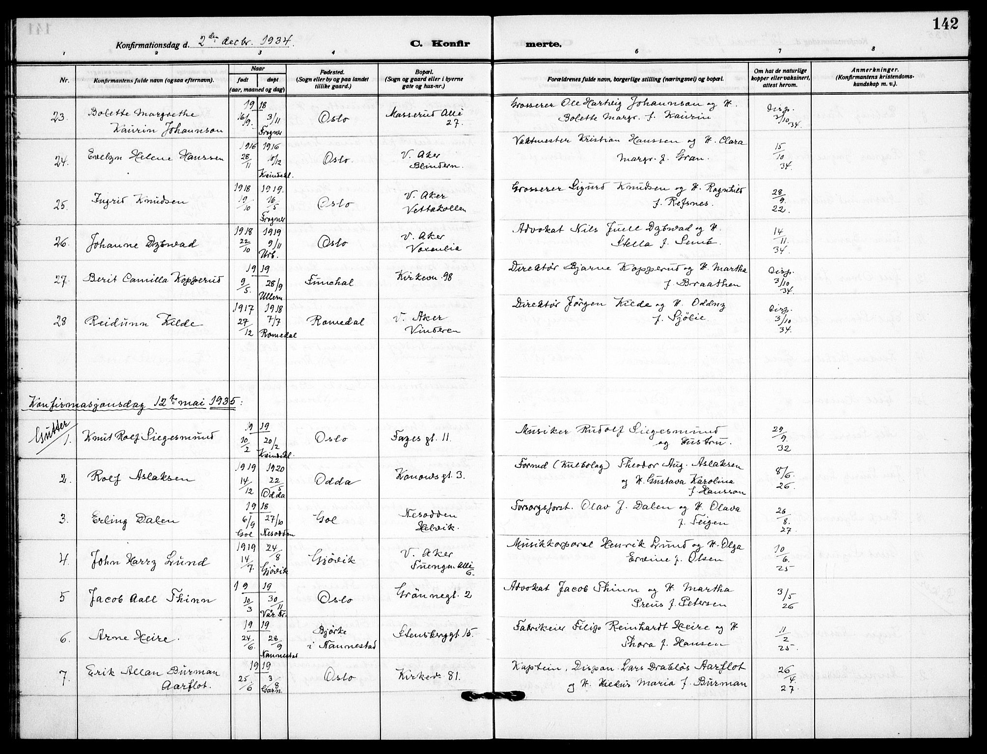 Garnisonsmenigheten Kirkebøker, AV/SAO-A-10846/F/Fa/L0017: Parish register (official) no. 17, 1926-1937, p. 142