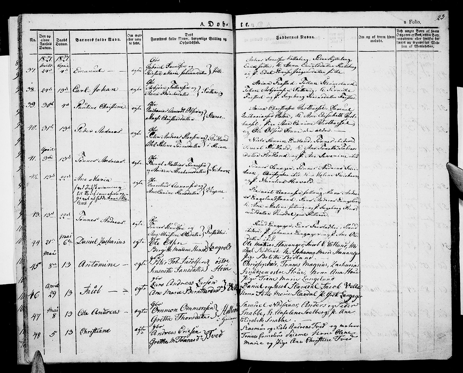 Lista sokneprestkontor, AV/SAK-1111-0027/F/Fa/L0008: Parish register (official) no. A 8, 1823-1835, p. 23