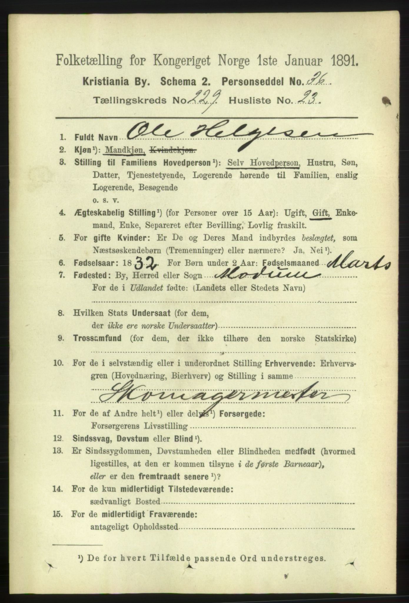 RA, 1891 census for 0301 Kristiania, 1891, p. 141031