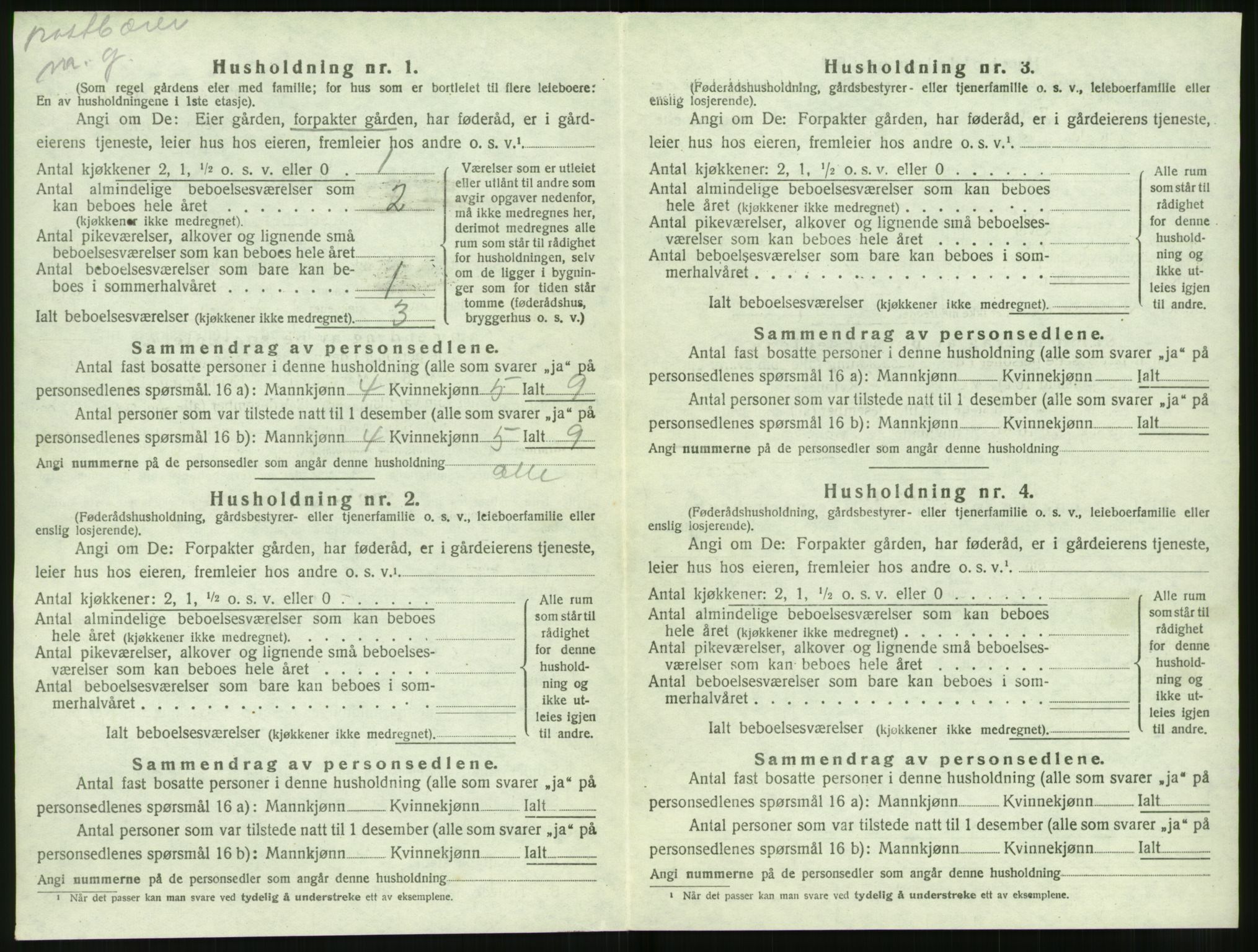 SAT, 1920 census for Volda, 1920, p. 1455