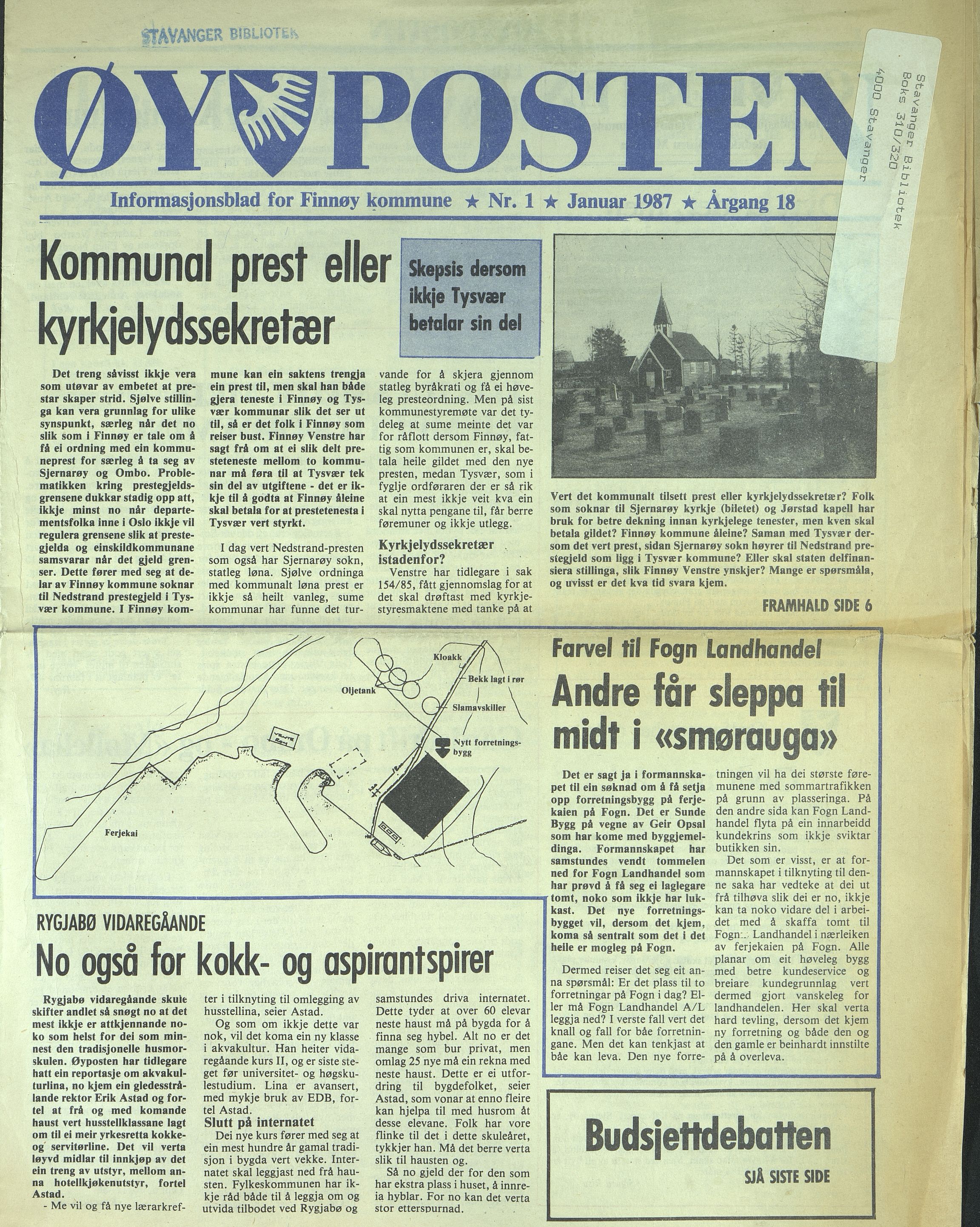 , Finnøy kommune, Øyposten, 1987, 1987
