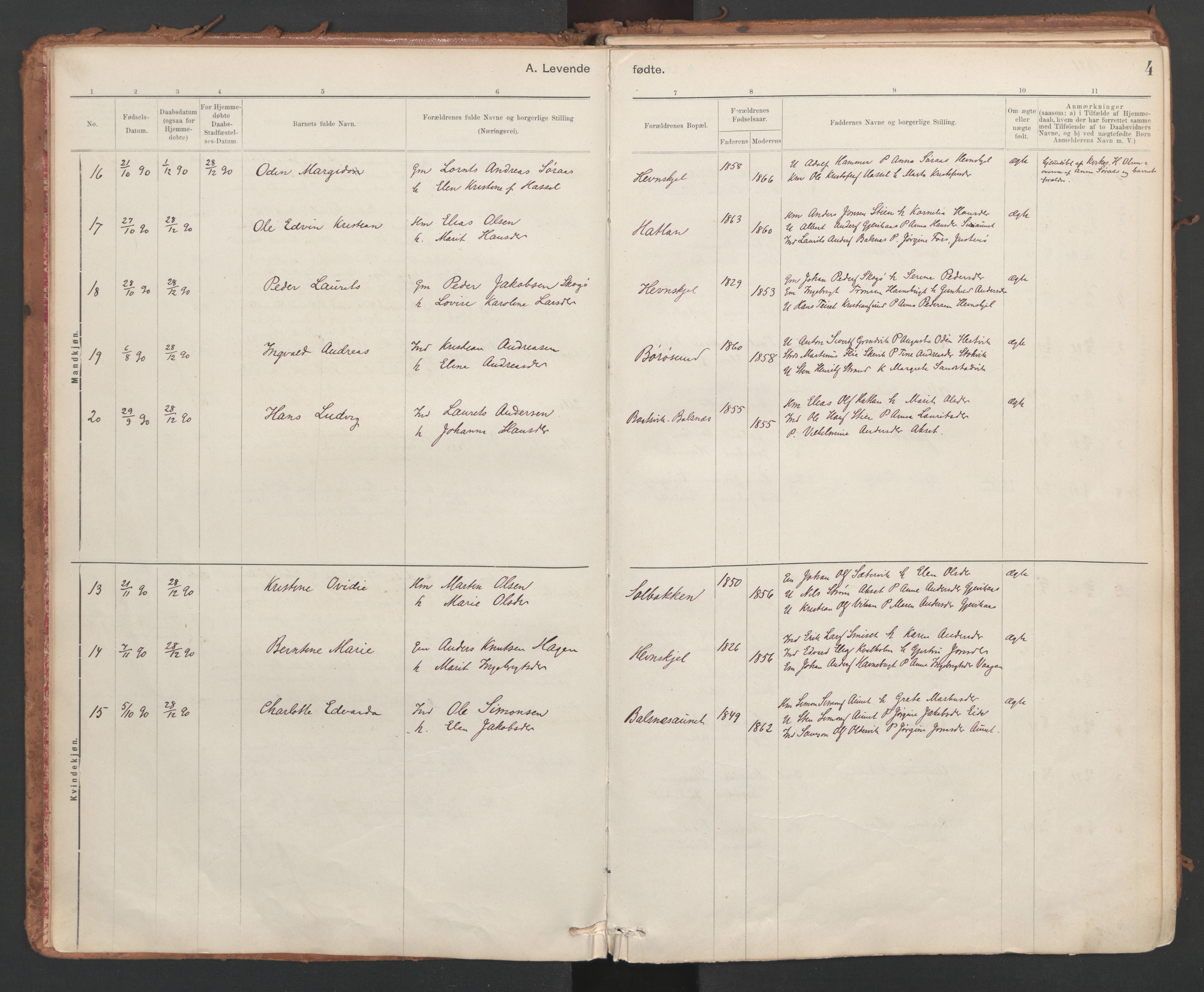 Ministerialprotokoller, klokkerbøker og fødselsregistre - Sør-Trøndelag, AV/SAT-A-1456/639/L0572: Parish register (official) no. 639A01, 1890-1920, p. 4