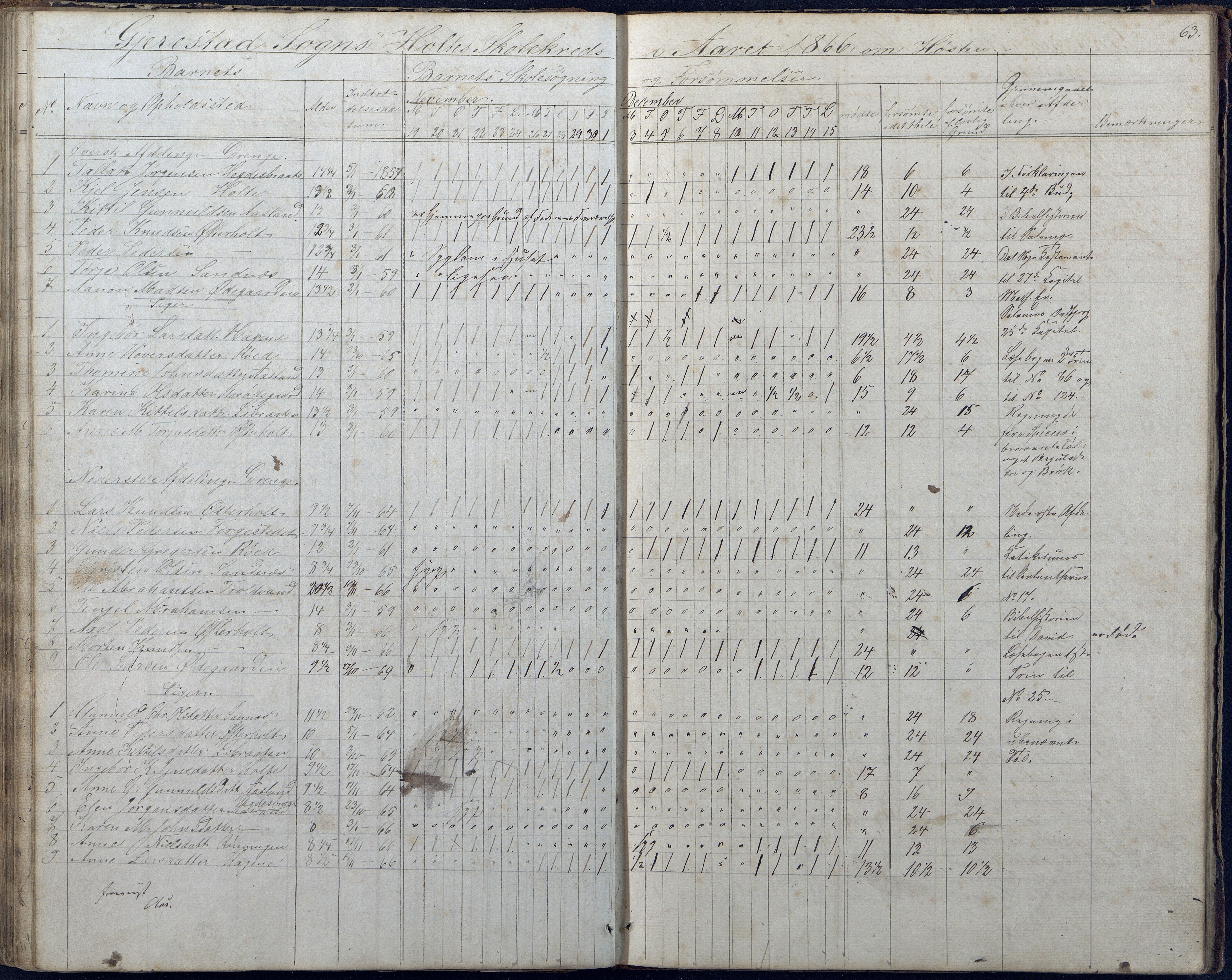 Gjerstad Kommune, Sunde Skole, AAKS/KA0911-550g/F01/L0001: Dagbok Sunde og Holt skole, 1863-1877, p. 63