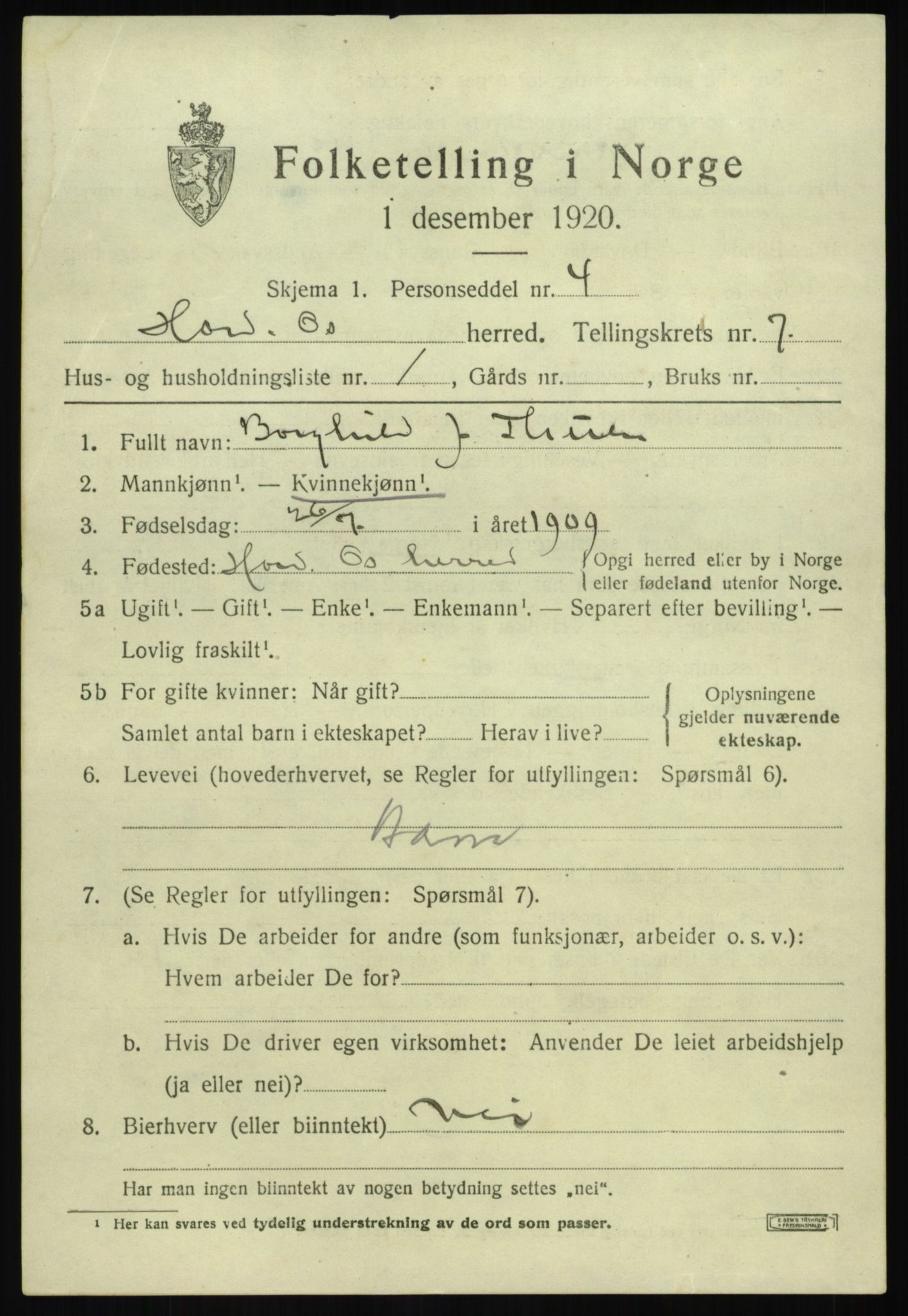 SAB, 1920 census for Os, 1920, p. 5704