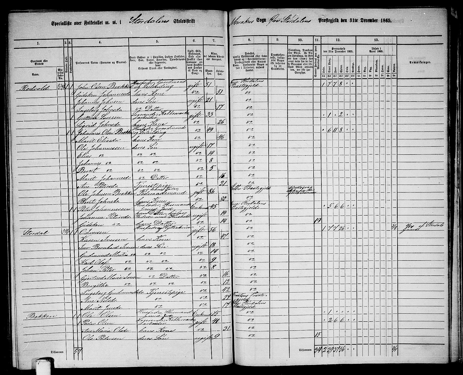 RA, 1865 census for Øvre Stjørdal, 1865, p. 196