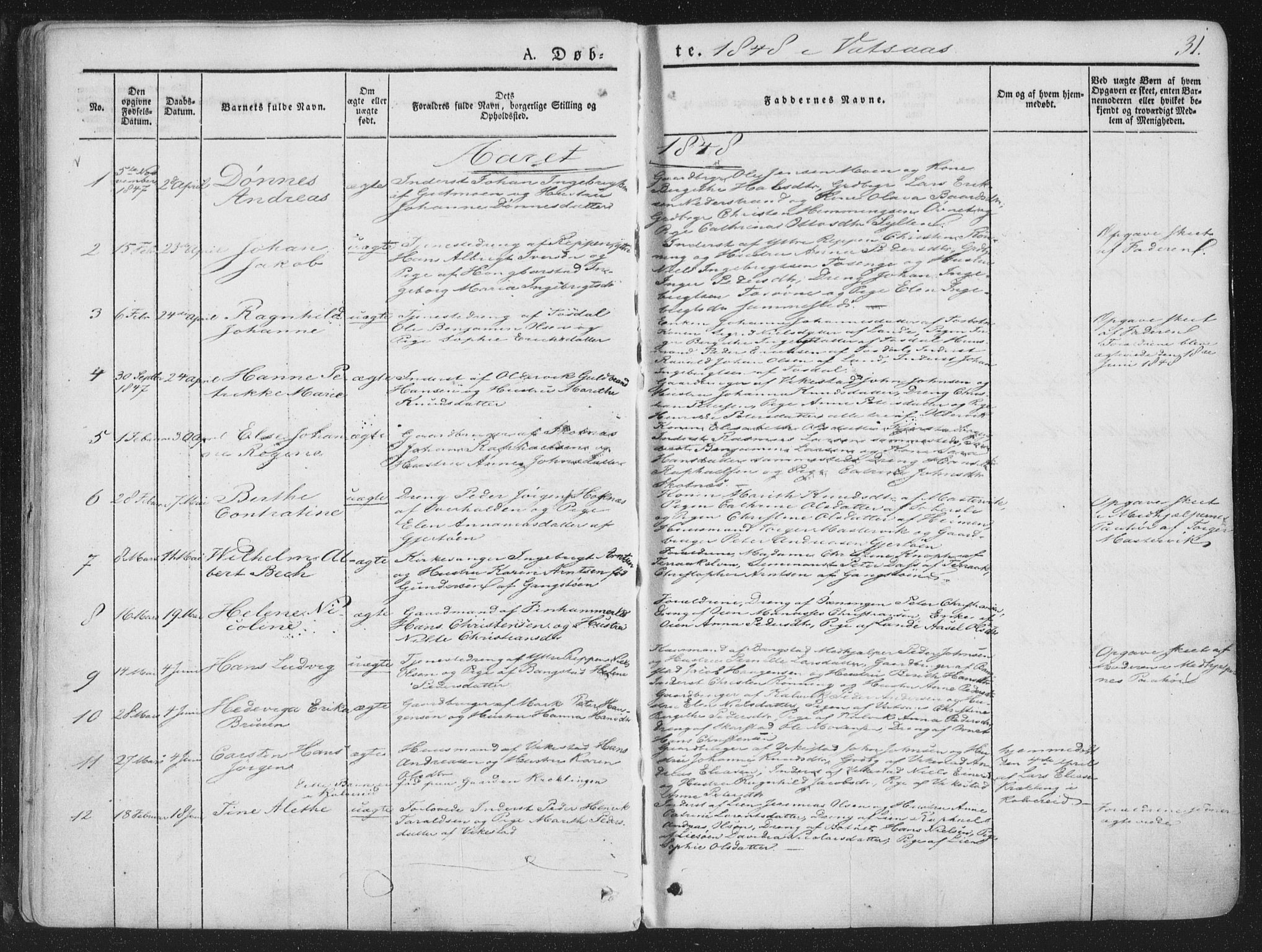 Ministerialprotokoller, klokkerbøker og fødselsregistre - Nordland, AV/SAT-A-1459/810/L0144: Parish register (official) no. 810A07 /1, 1841-1862, p. 31