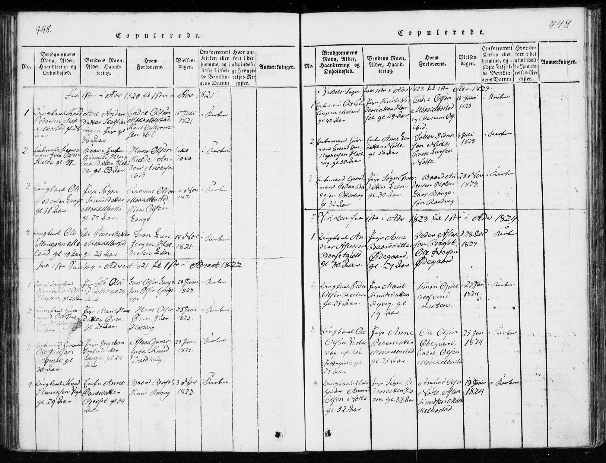 Ministerialprotokoller, klokkerbøker og fødselsregistre - Møre og Romsdal, SAT/A-1454/551/L0623: Parish register (official) no. 551A03, 1818-1831, p. 448-449