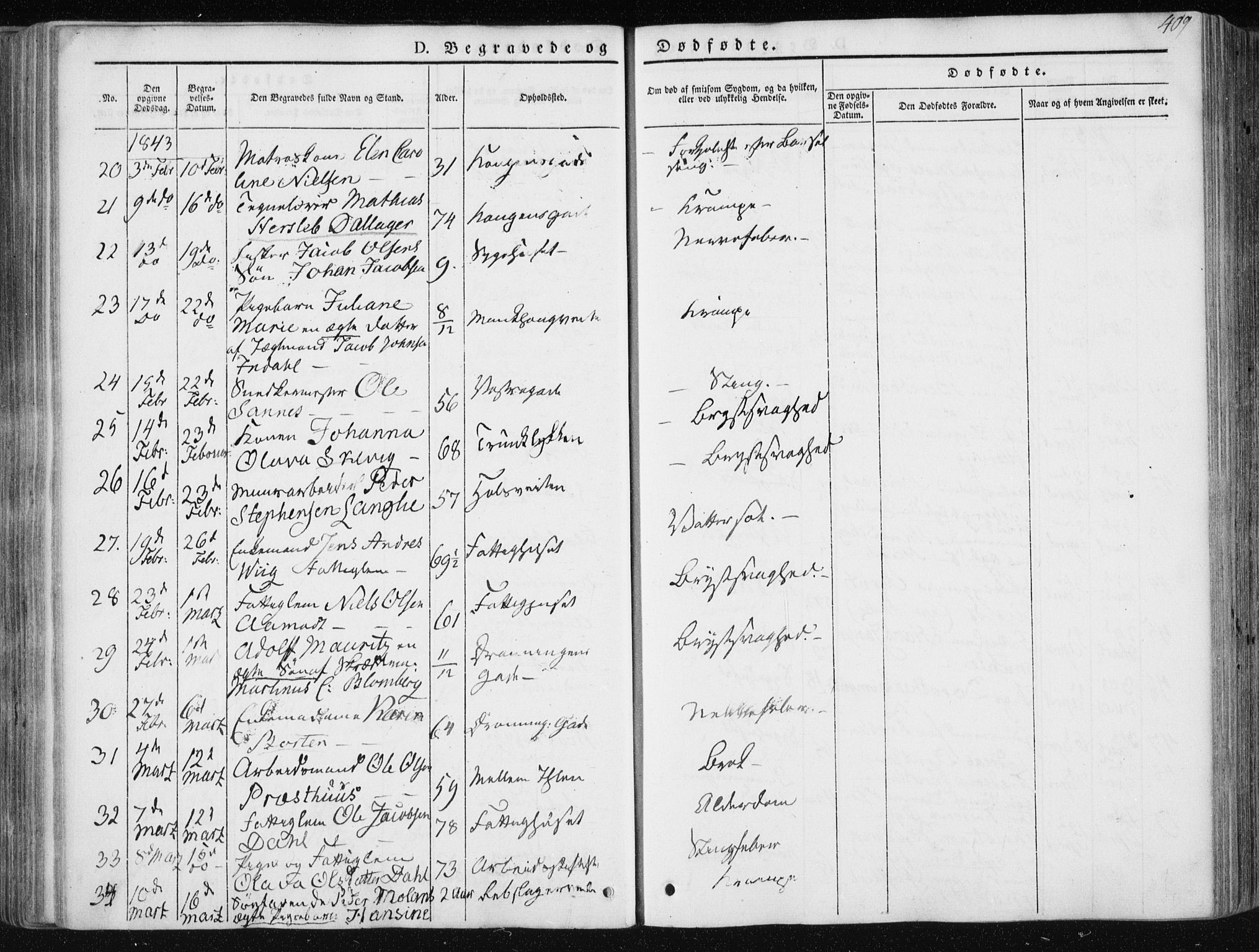 Ministerialprotokoller, klokkerbøker og fødselsregistre - Sør-Trøndelag, AV/SAT-A-1456/601/L0049: Parish register (official) no. 601A17, 1839-1847, p. 409