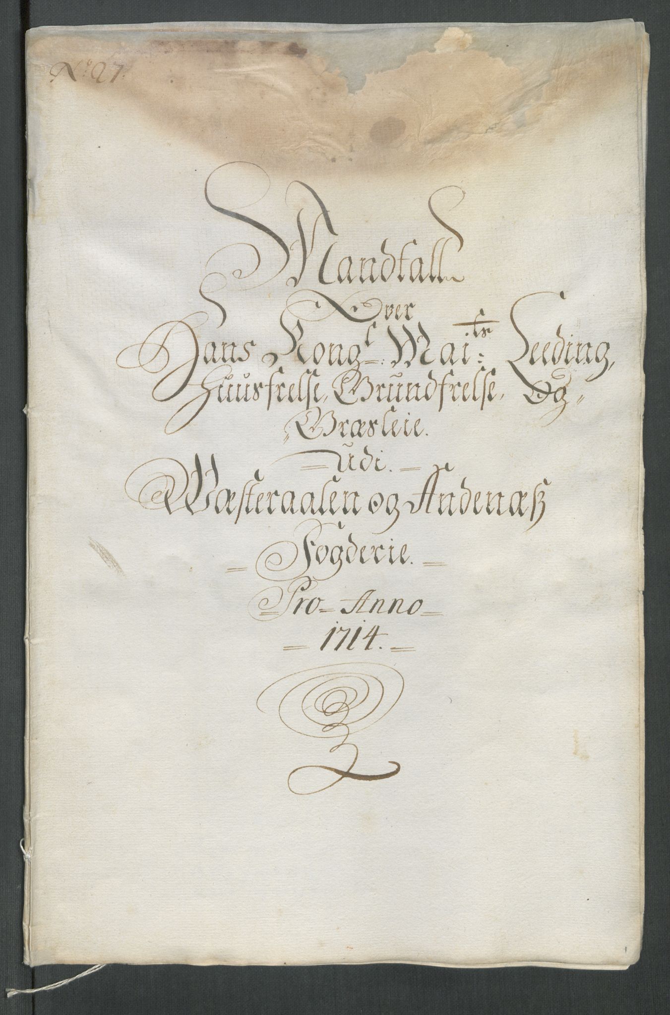Rentekammeret inntil 1814, Reviderte regnskaper, Fogderegnskap, RA/EA-4092/R67/L4680: Fogderegnskap Vesterålen, Andenes og Lofoten, 1714, p. 168