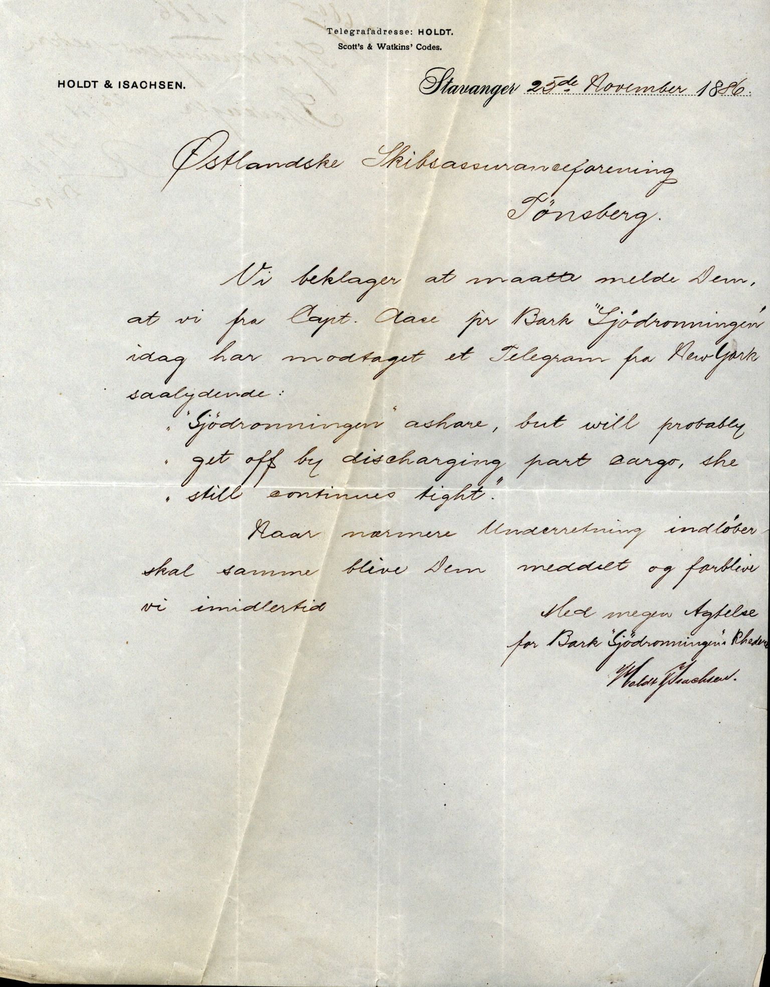 Pa 63 - Østlandske skibsassuranceforening, VEMU/A-1079/G/Ga/L0019/0013: Havaridokumenter / Christopher Columbus, Roma, Condor, Sjødronningen, 1886, p. 25