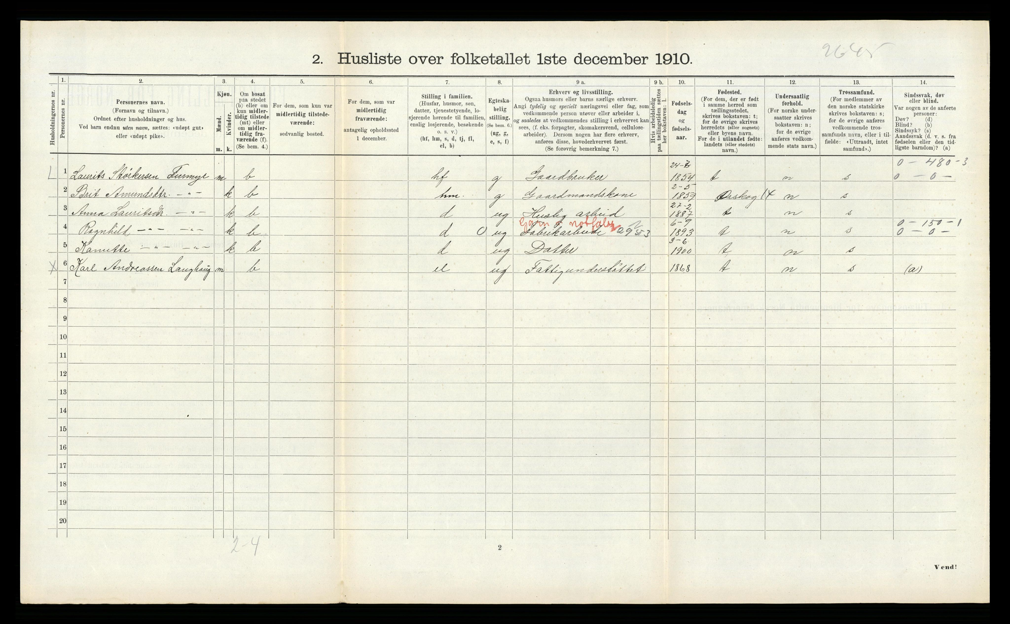 RA, 1910 census for Borgund, 1910, p. 546