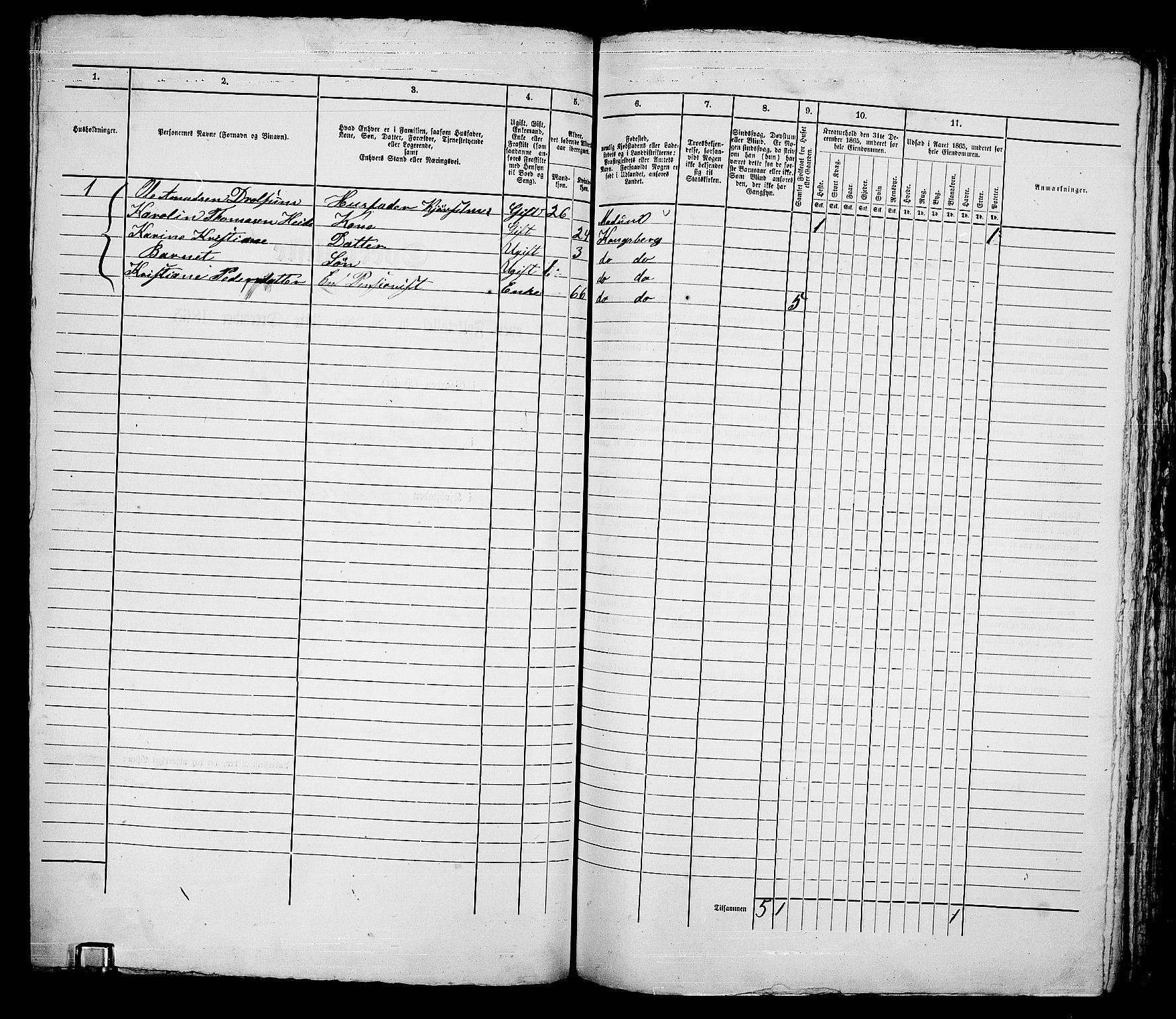 RA, 1865 census for Kongsberg/Kongsberg, 1865, p. 259