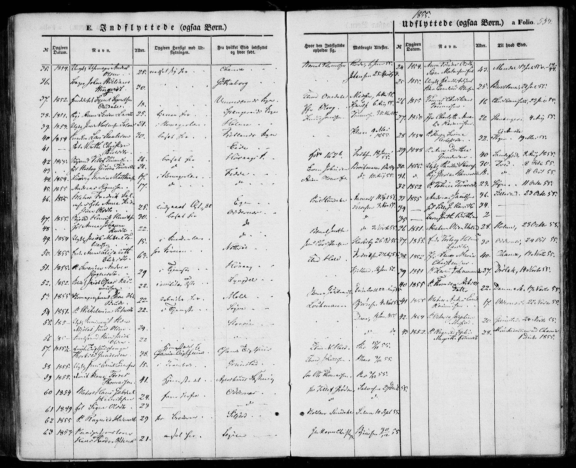 Kristiansand domprosti, SAK/1112-0006/F/Fa/L0014: Parish register (official) no. A 14, 1852-1867, p. 554