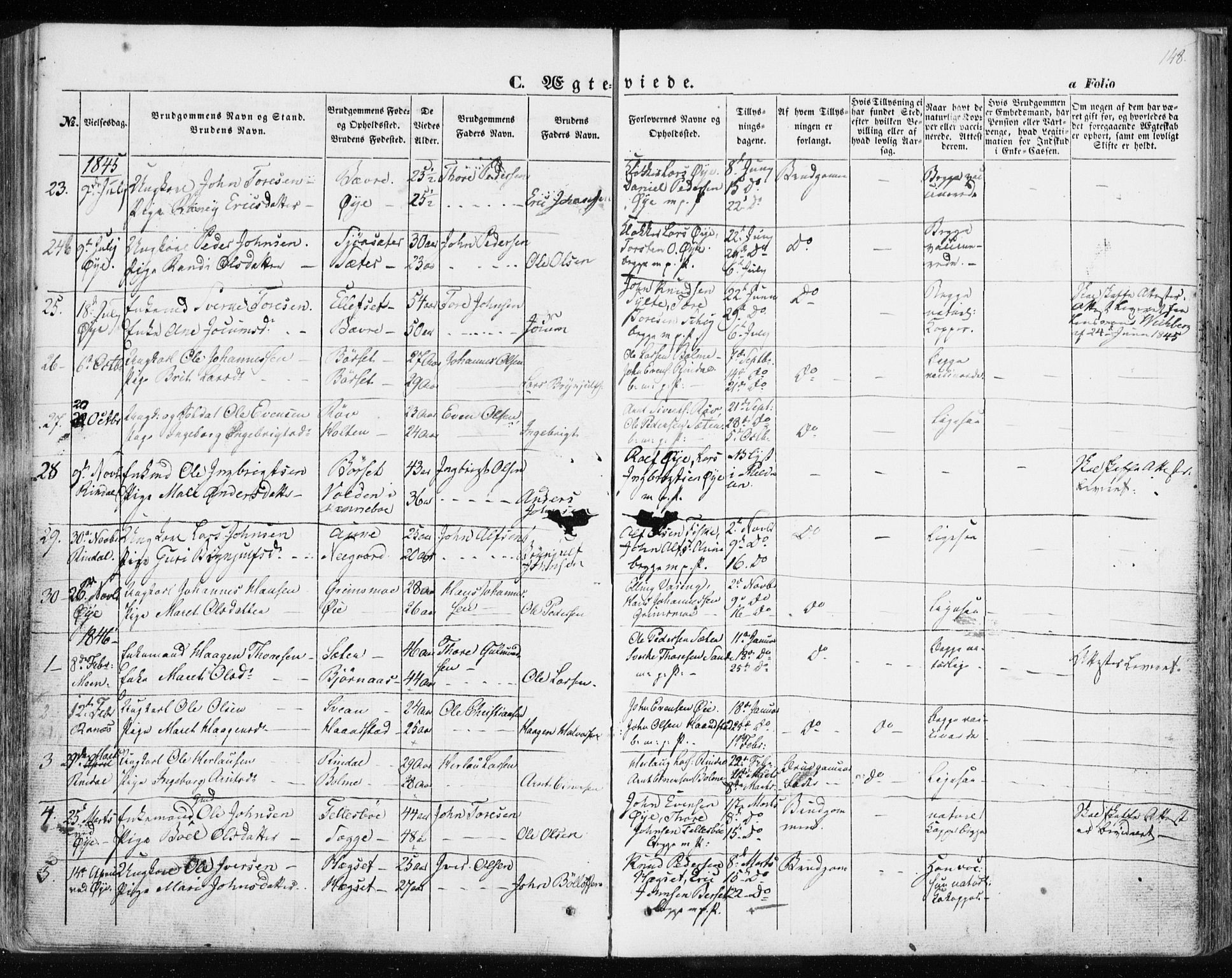 Ministerialprotokoller, klokkerbøker og fødselsregistre - Møre og Romsdal, SAT/A-1454/595/L1043: Parish register (official) no. 595A05, 1843-1851, p. 148
