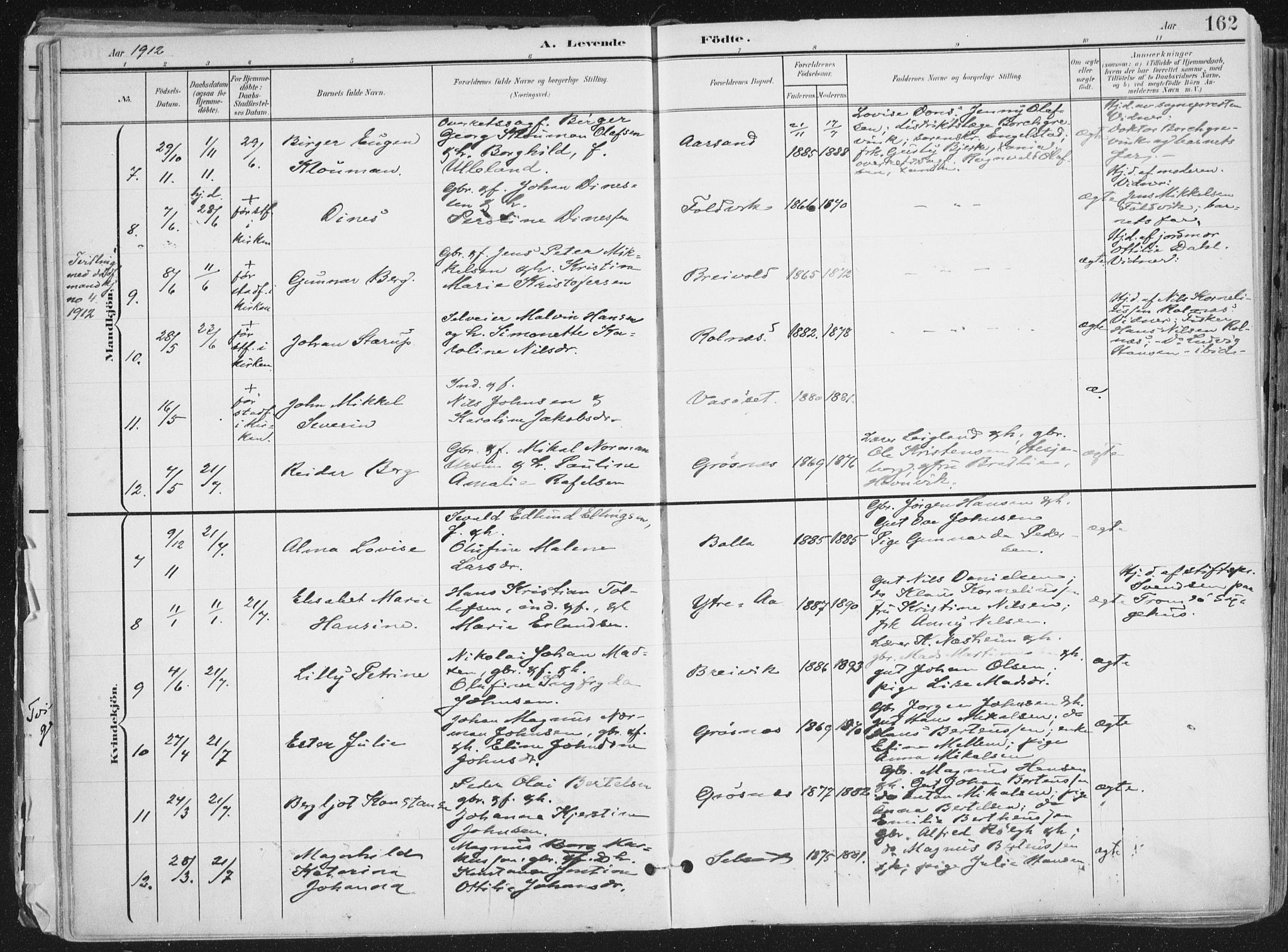 Ibestad sokneprestembete, SATØ/S-0077/H/Ha/Haa/L0017kirke: Parish register (official) no. 17, 1901-1914, p. 162