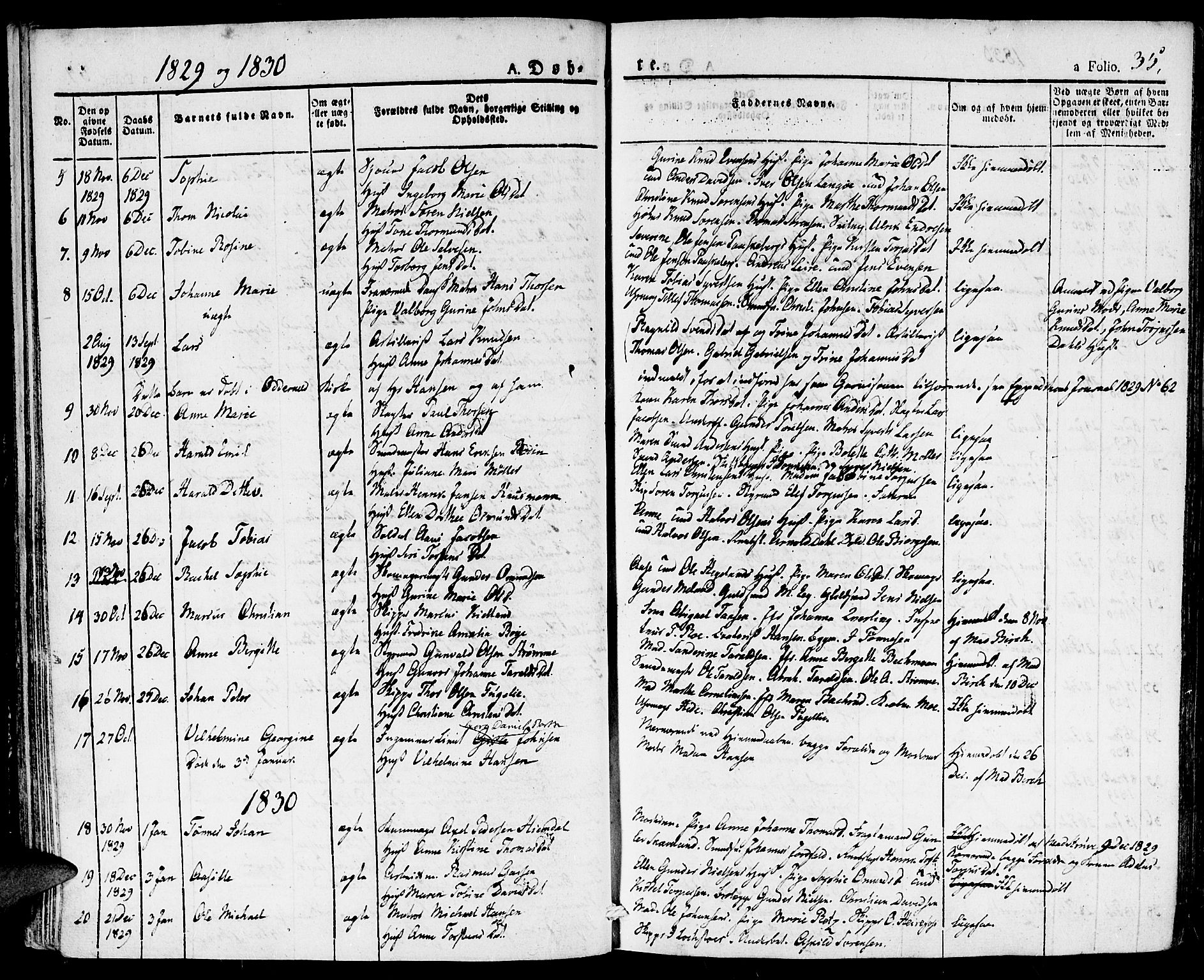 Kristiansand domprosti, SAK/1112-0006/F/Fa/L0011: Parish register (official) no. A 11, 1827-1841, p. 35