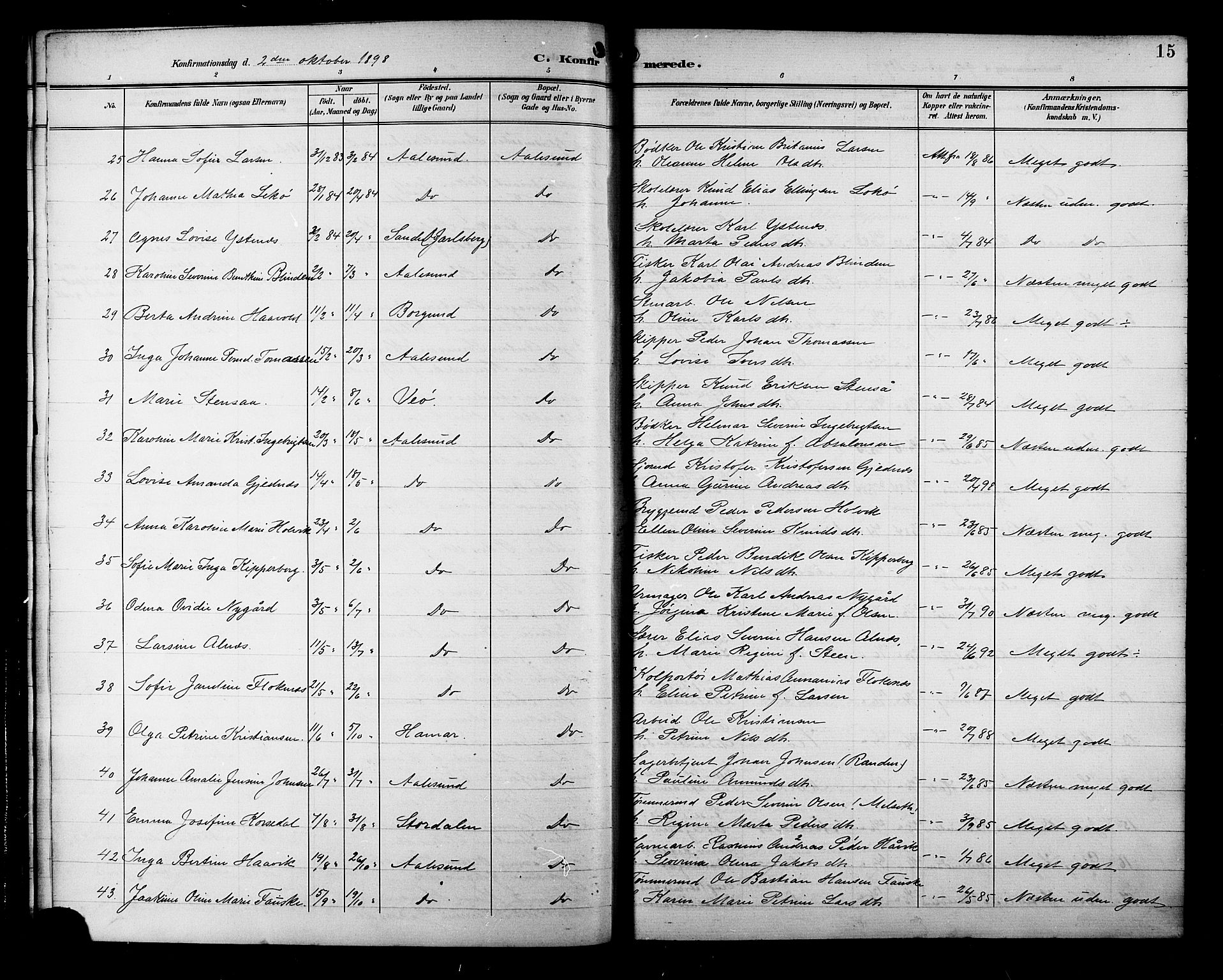 Ministerialprotokoller, klokkerbøker og fødselsregistre - Møre og Romsdal, AV/SAT-A-1454/529/L0469: Parish register (copy) no. 529C06, 1898-1906, p. 15