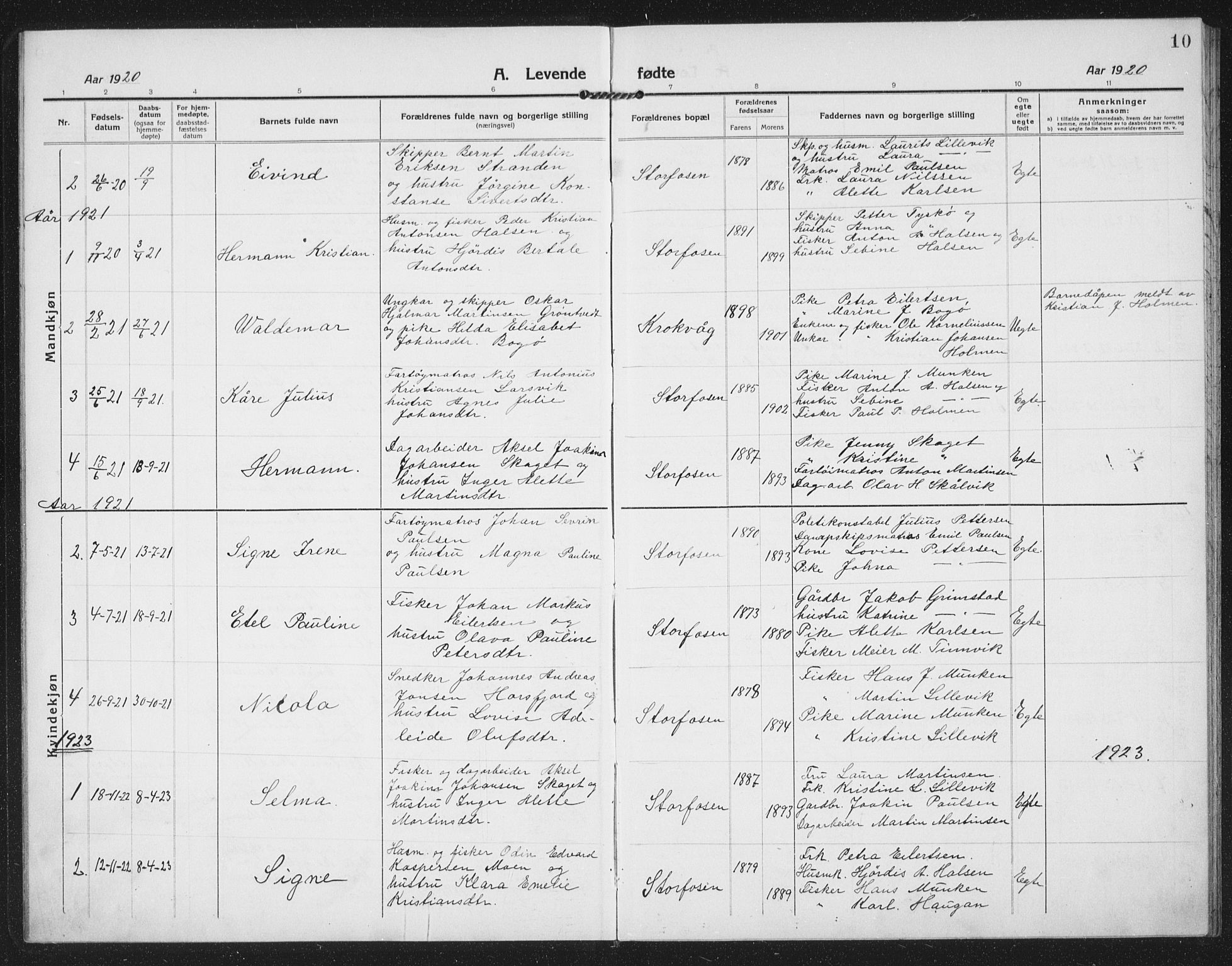 Ministerialprotokoller, klokkerbøker og fødselsregistre - Sør-Trøndelag, SAT/A-1456/659/L0750: Parish register (copy) no. 659C07, 1914-1940, p. 10
