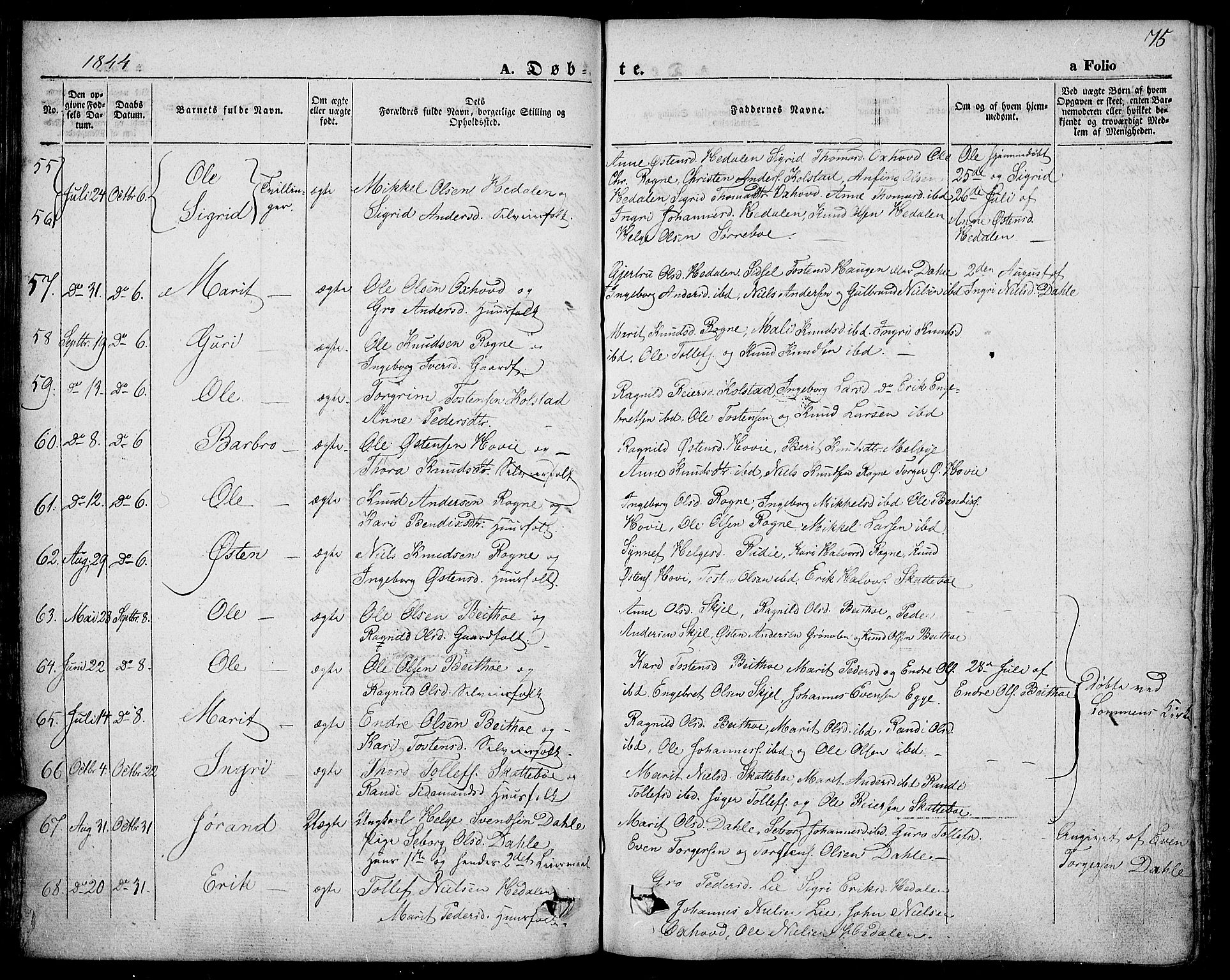 Slidre prestekontor, AV/SAH-PREST-134/H/Ha/Haa/L0004: Parish register (official) no. 4, 1831-1848, p. 75