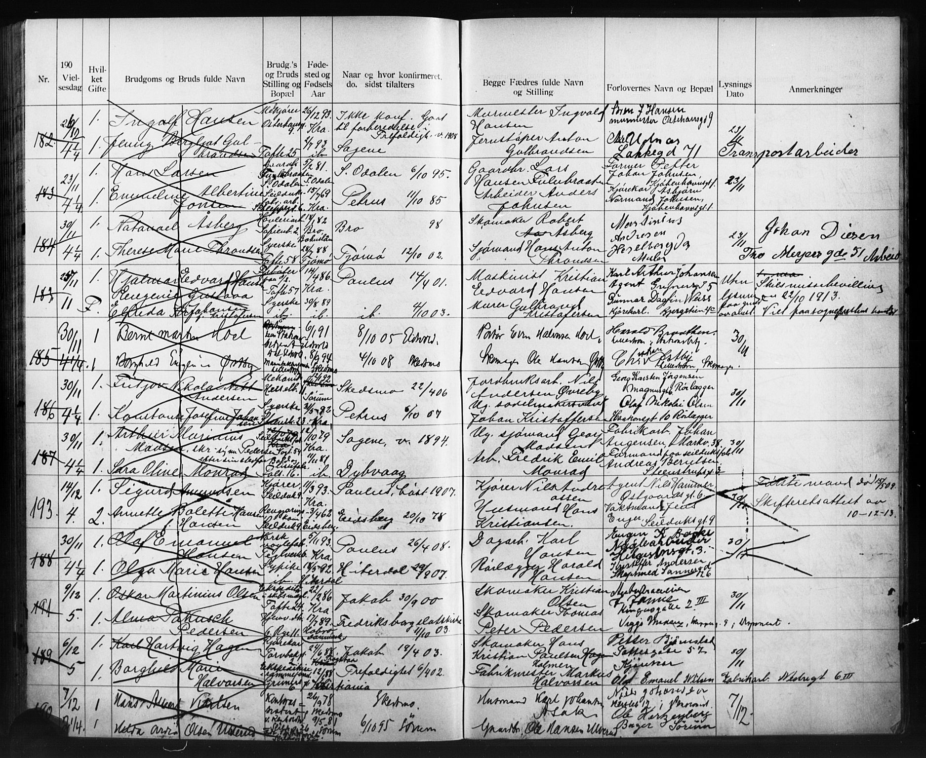 Paulus prestekontor Kirkebøker, AV/SAO-A-10871/H/Ha/L0001: Banns register no. 1, 1902-1914