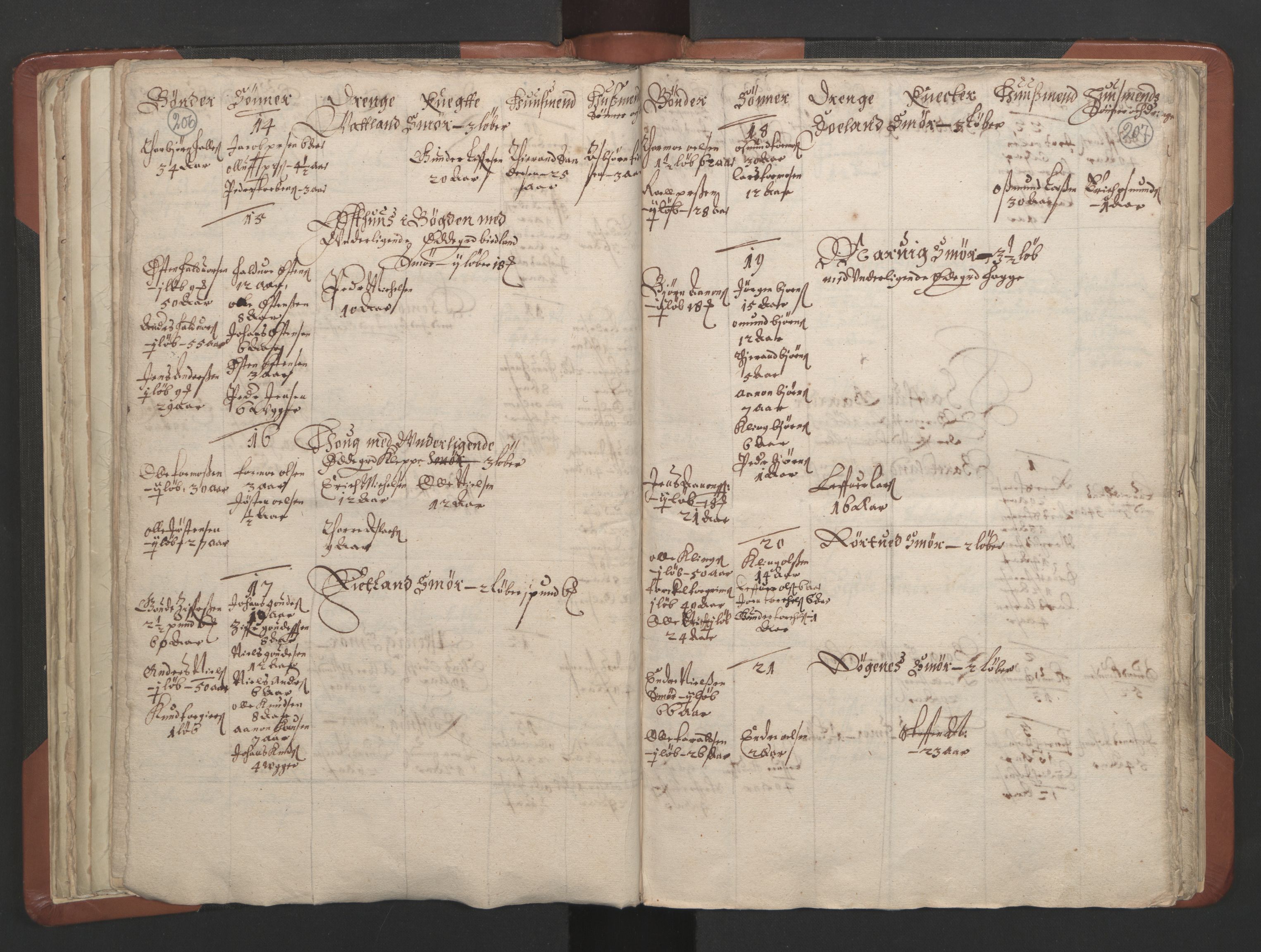 RA, Vicar's Census 1664-1666, no. 19: Ryfylke deanery, 1664-1666, p. 206-207