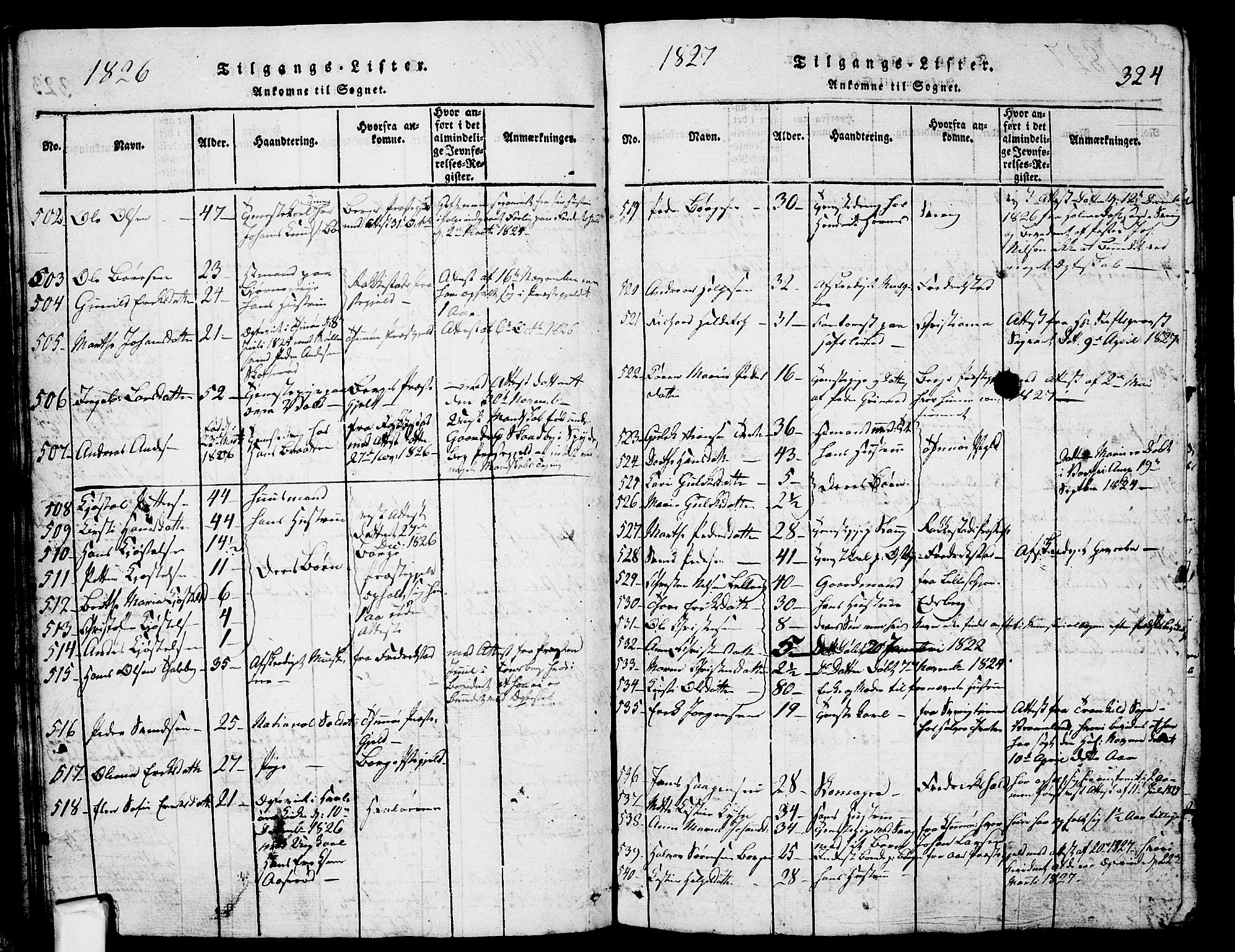 Skjeberg prestekontor Kirkebøker, SAO/A-10923/G/Ga/L0001: Parish register (copy) no. I 1, 1815-1830, p. 324
