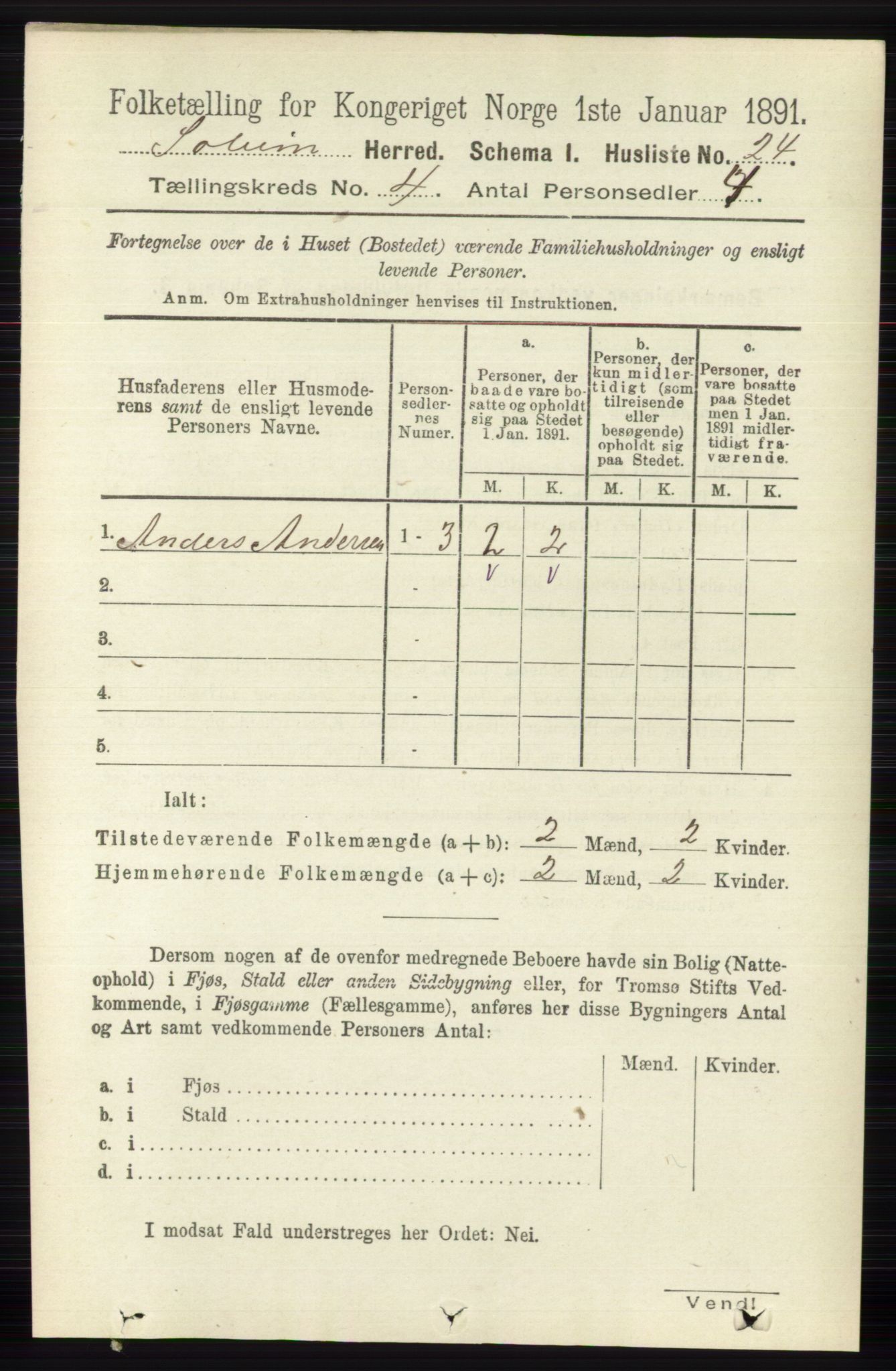 RA, 1891 census for 0818 Solum, 1891, p. 611