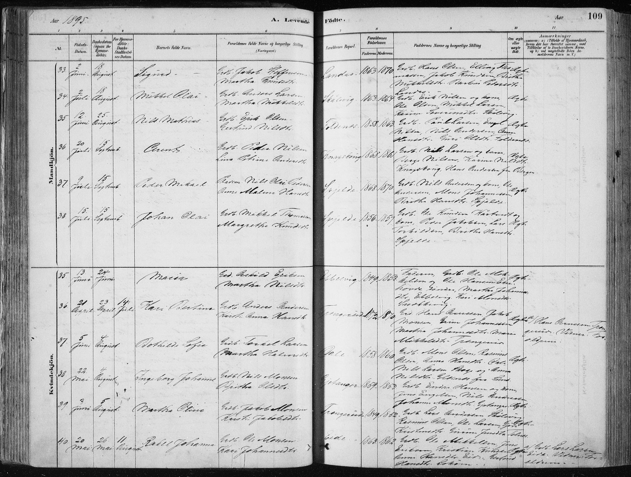 Fjell sokneprestembete, SAB/A-75301/H/Haa: Parish register (official) no. A  8, 1878-1898, p. 109