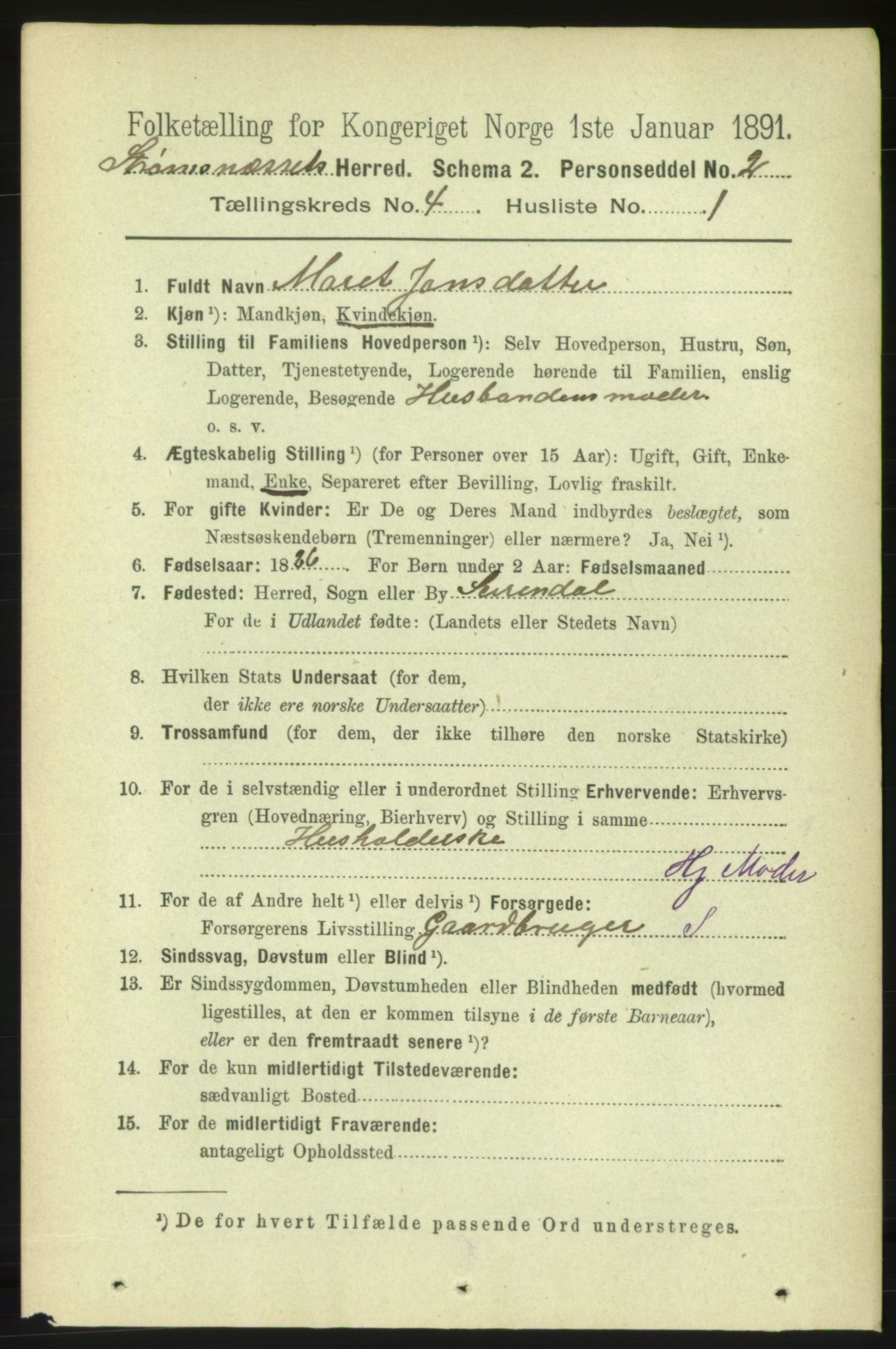 RA, 1891 census for 1559 Straumsnes, 1891, p. 754