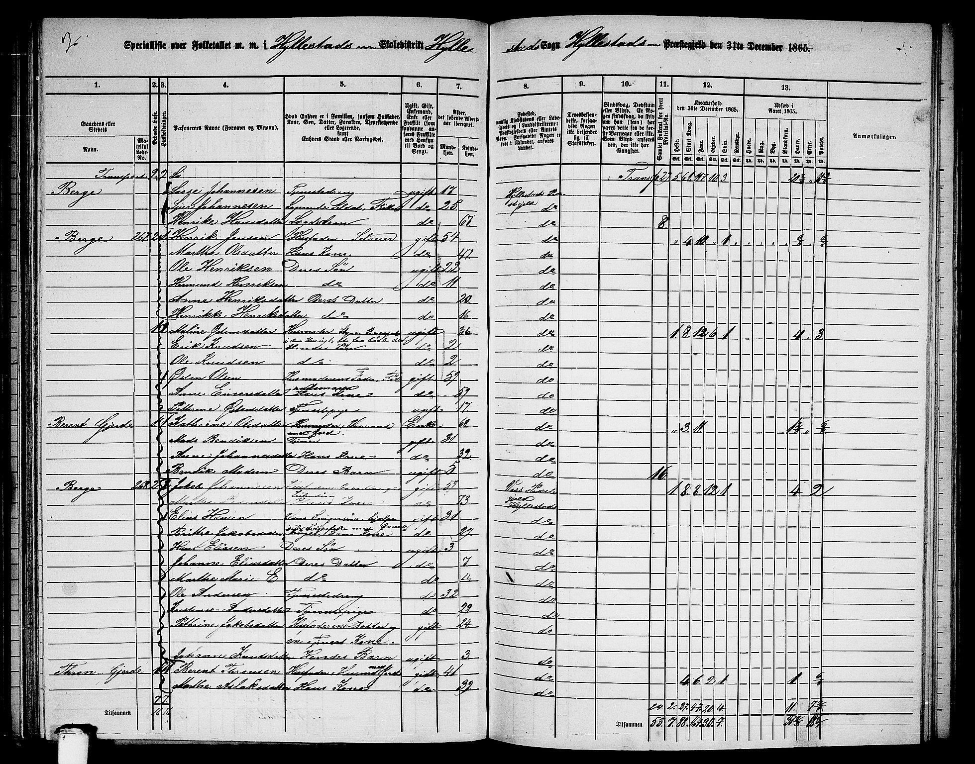 RA, 1865 census for Hyllestad, 1865, p. 76