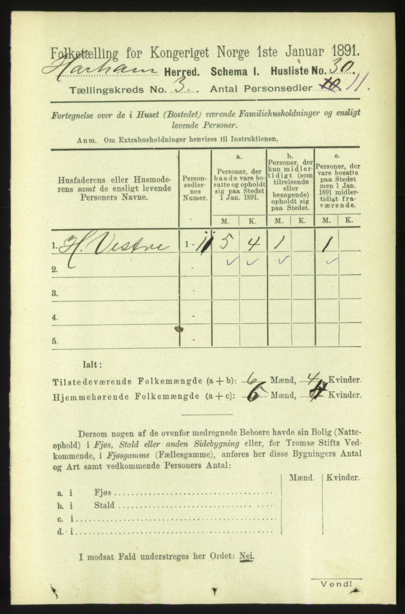 RA, 1891 census for 1534 Haram, 1891, p. 1167