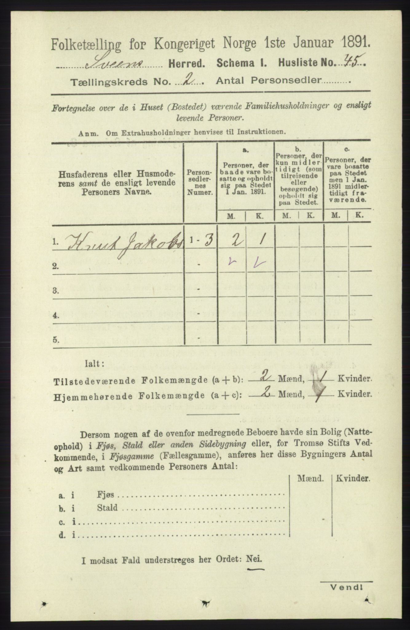 RA, 1891 census for 1216 Sveio, 1891, p. 509