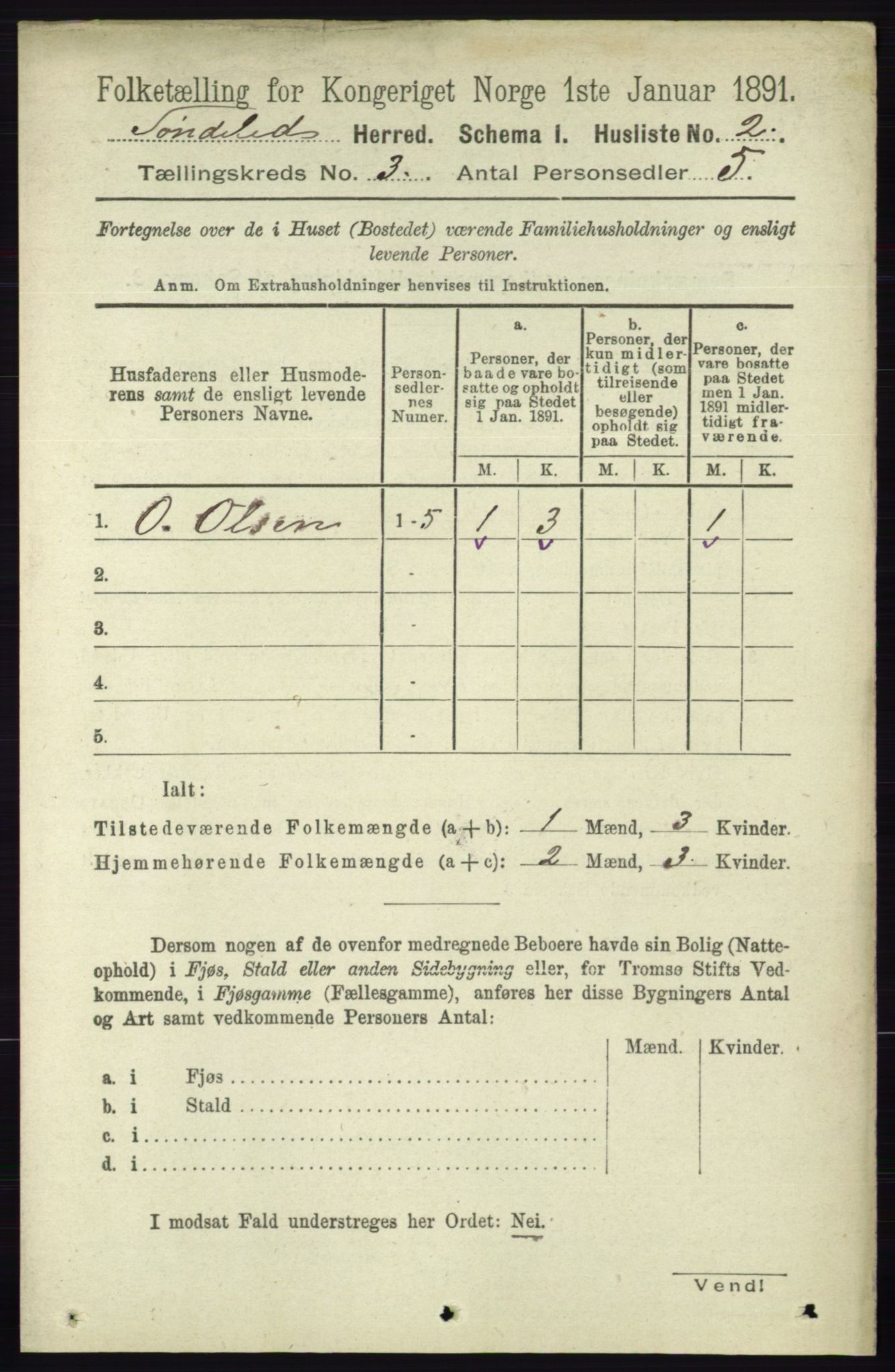 RA, 1891 census for 0913 Søndeled, 1891, p. 547