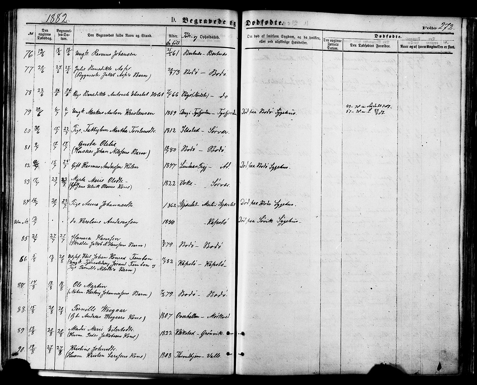 Ministerialprotokoller, klokkerbøker og fødselsregistre - Nordland, AV/SAT-A-1459/801/L0009: Parish register (official) no. 801A09, 1876-1883, p. 272