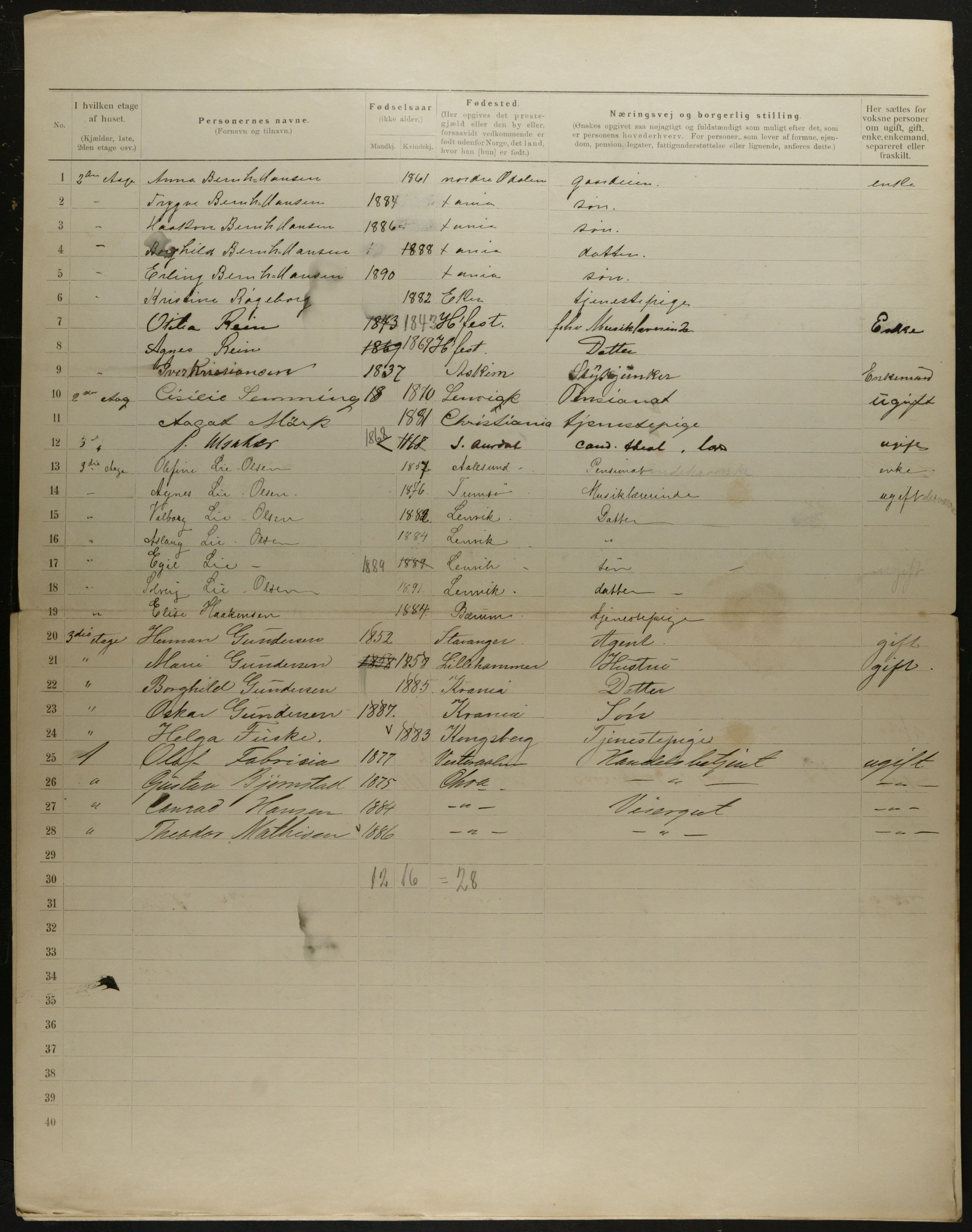 OBA, Municipal Census 1901 for Kristiania, 1901, p. 9103