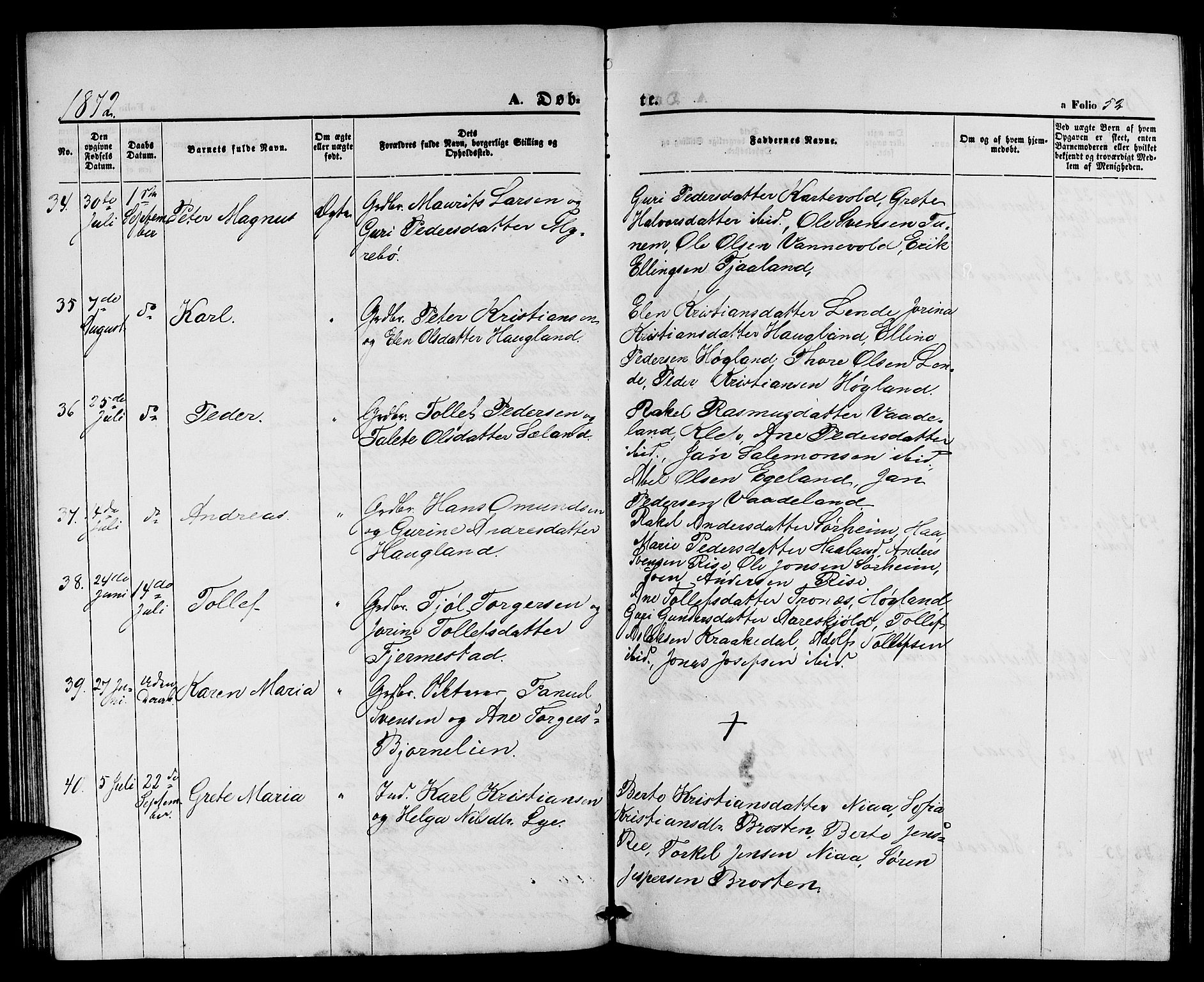 Lye sokneprestkontor, AV/SAST-A-101794/001/30BB/L0004: Parish register (copy) no. B 4, 1868-1878, p. 52