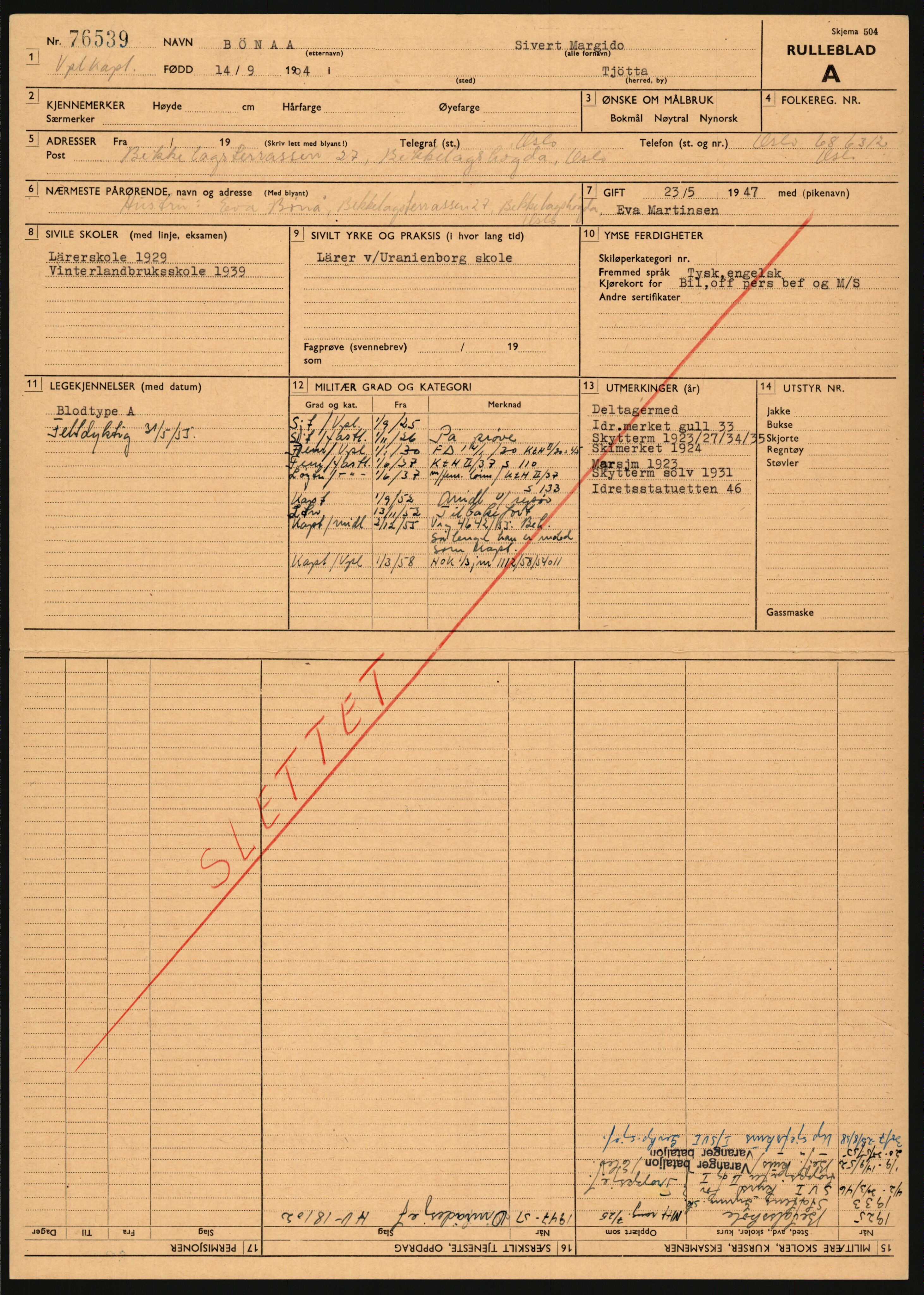 Forsvaret, Varanger bataljon, AV/RA-RAFA-2258/1/D/L0455: Rulleblad og tjenesteuttalelser for befal født 1894-1896, 1901-1909 og 1911-1915, 1894-1915, p. 34