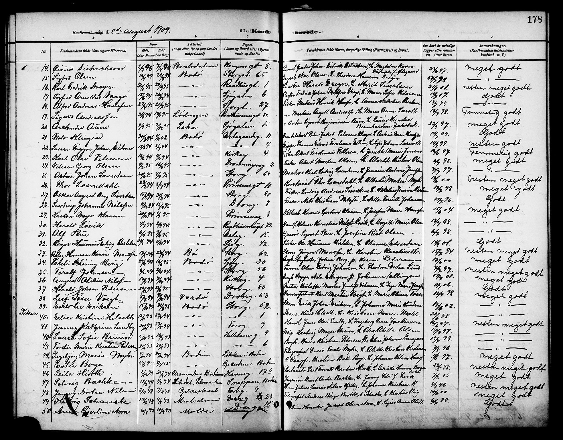 Ministerialprotokoller, klokkerbøker og fødselsregistre - Nordland, SAT/A-1459/801/L0033: Parish register (copy) no. 801C08, 1898-1910, p. 178